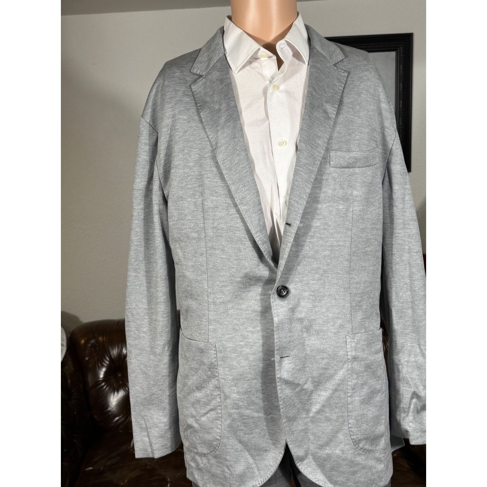 Brunello Cucinelli Brunello Cucinelli Knit stretch Blazer Cotton Silk Gray 46R Size 46R - 10 Thumbnail