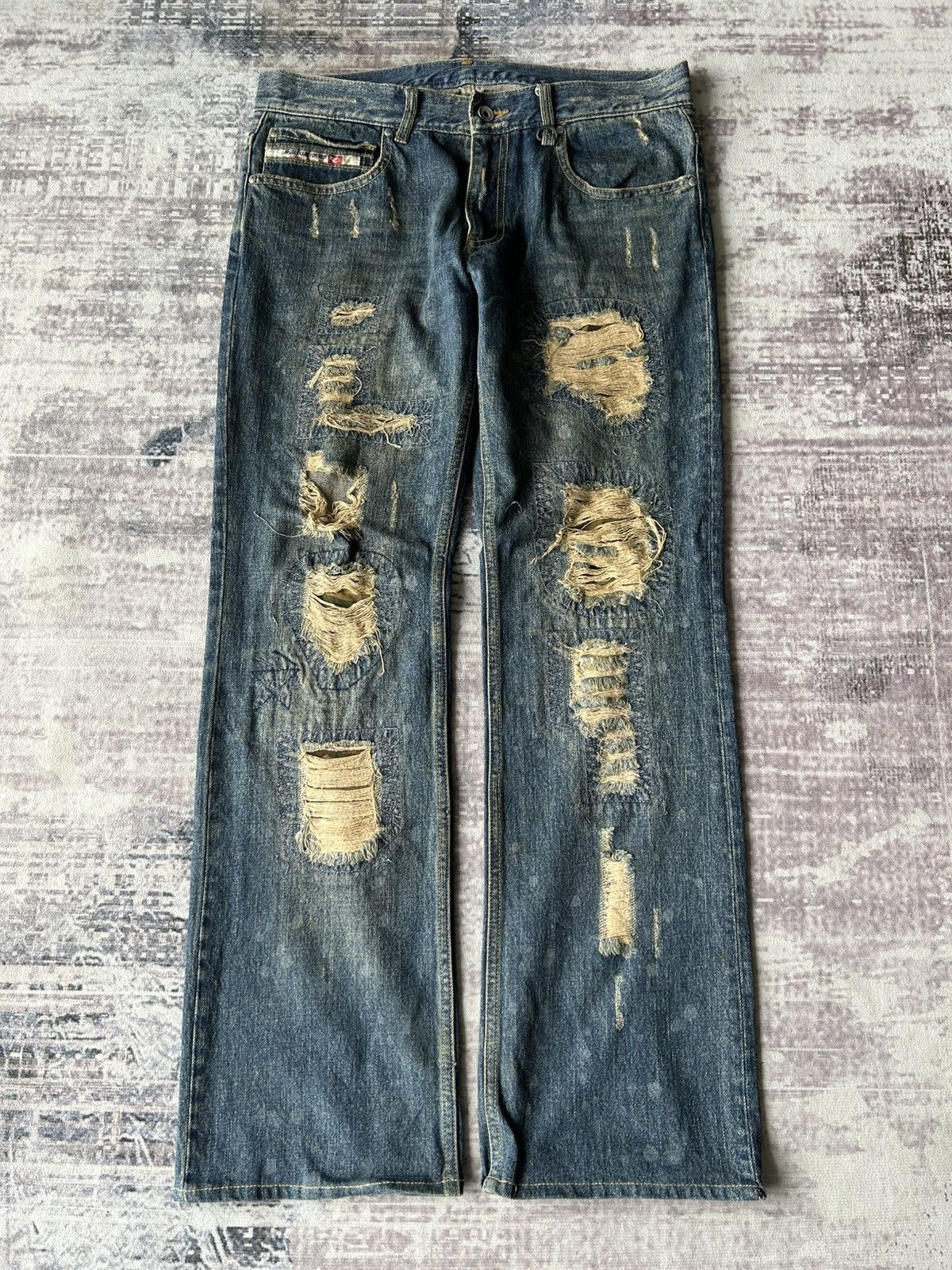 Tornado Mart Y2k Punk Distressed Nicole Jeans Size US 35 - 6 Thumbnail