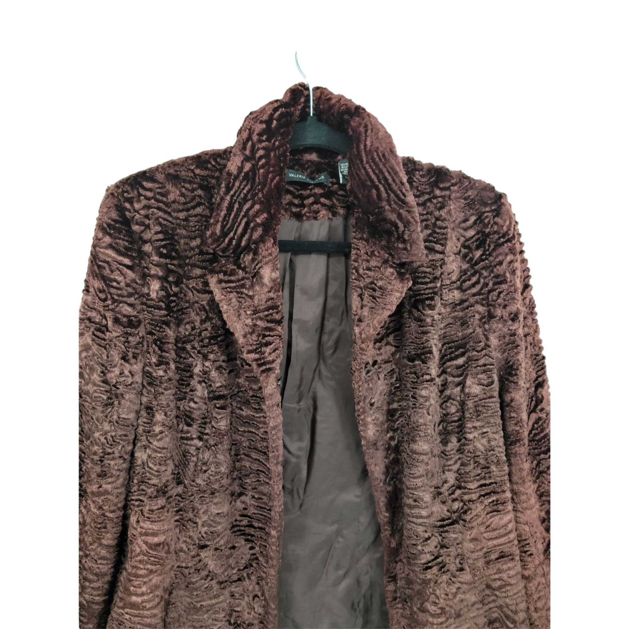 Vintage Vtg 90's Vegan Faux Persian Lamb Fur Jacket Sz M Chocolate T Size M / US 6-8 / IT 42-44 - 6 Thumbnail