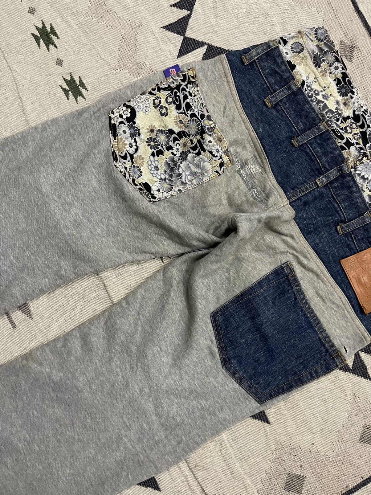 Karakuri Tamashii 90s CHIGIRI DOUBLE WAIST RARE COTTON/DENIM JEANS Size US 31 - 14 Thumbnail