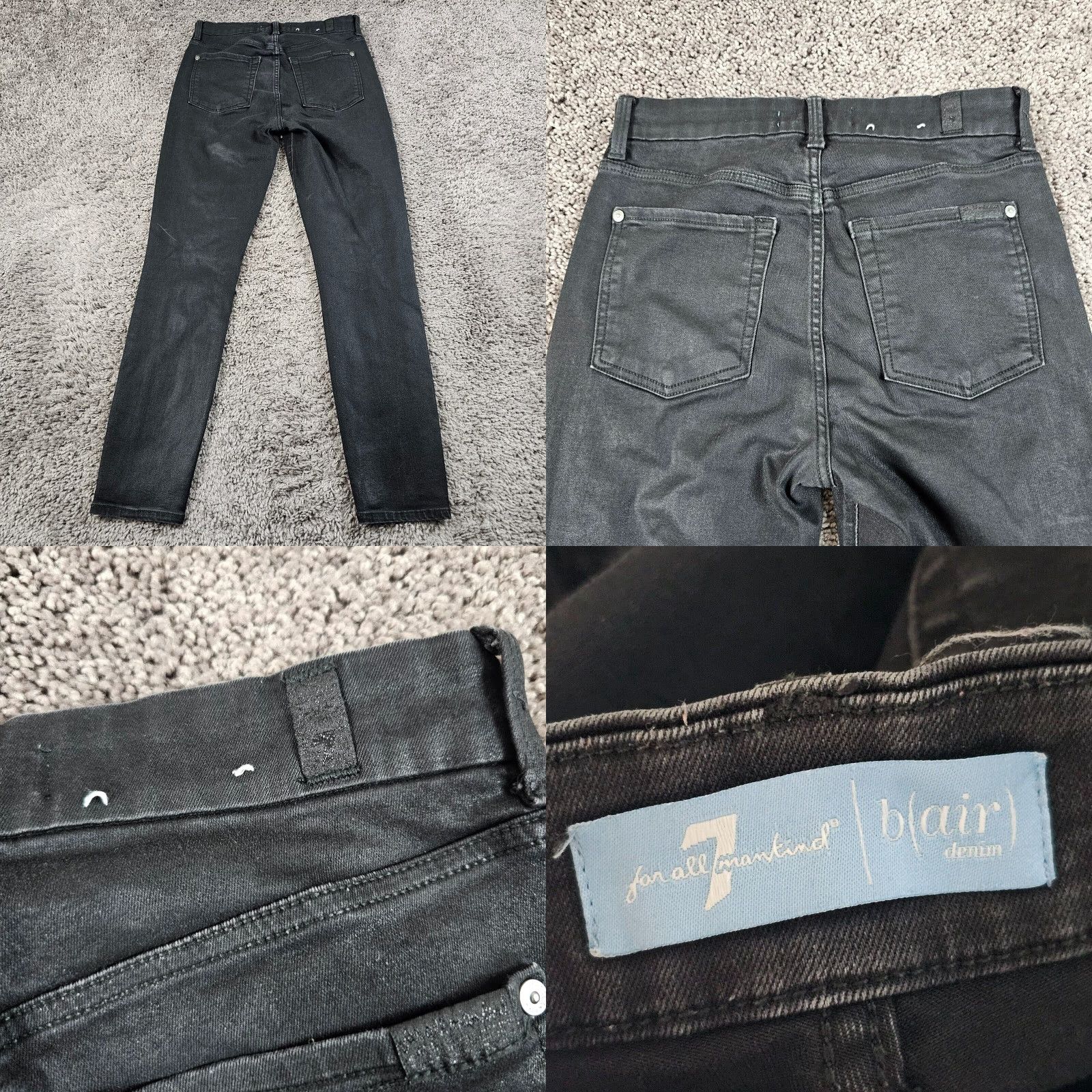 7 For All Mankind 7 For All Mankind Jeans Women Skinny Stretch Black Waxed Denim 26x26 Regular Size 26" / US 2 / IT 38 - 8 Thumbnail