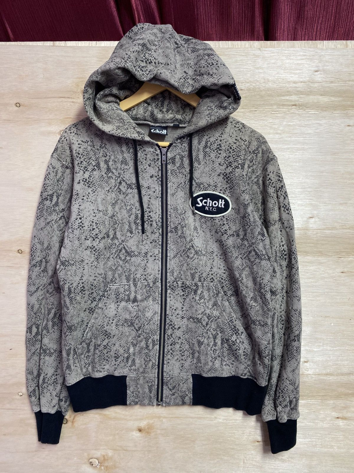 Schott N.Y.C. branded zip-up hooded sweatshirt