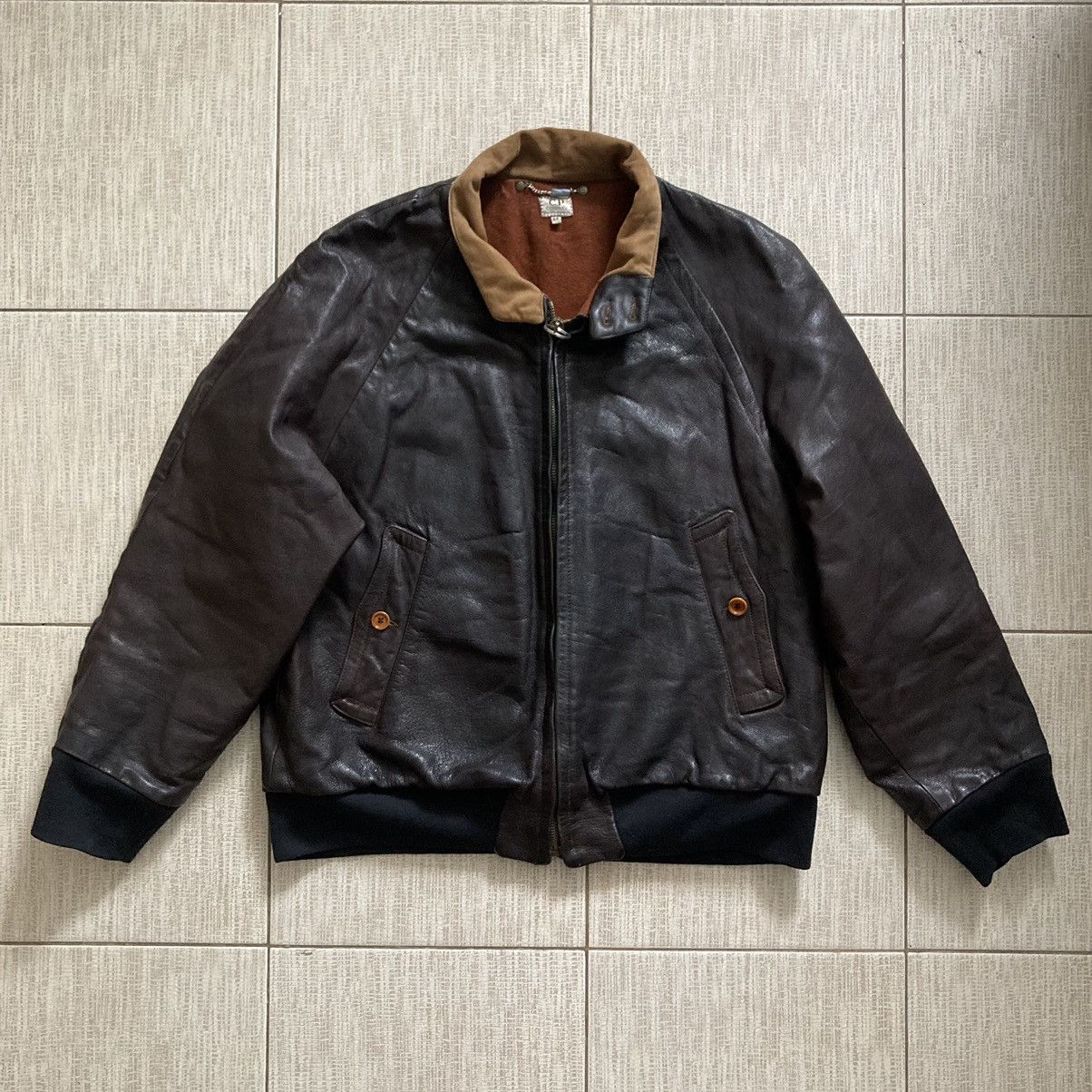 image of C P Company x Massimo Osti 80’S Heavy Leather Jacket in Brown, Men's (Size Large)