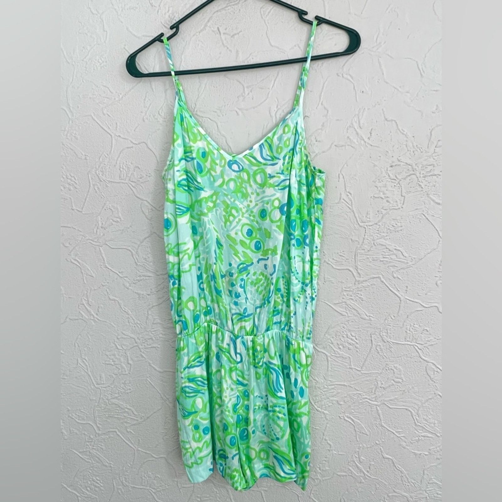 Lilly Pulitzer Lilly Pulitzer Women's Green/Blue Deanna Romper Adj Straps Size 25" / US 0 / IT 36 - 2 Thumbnail