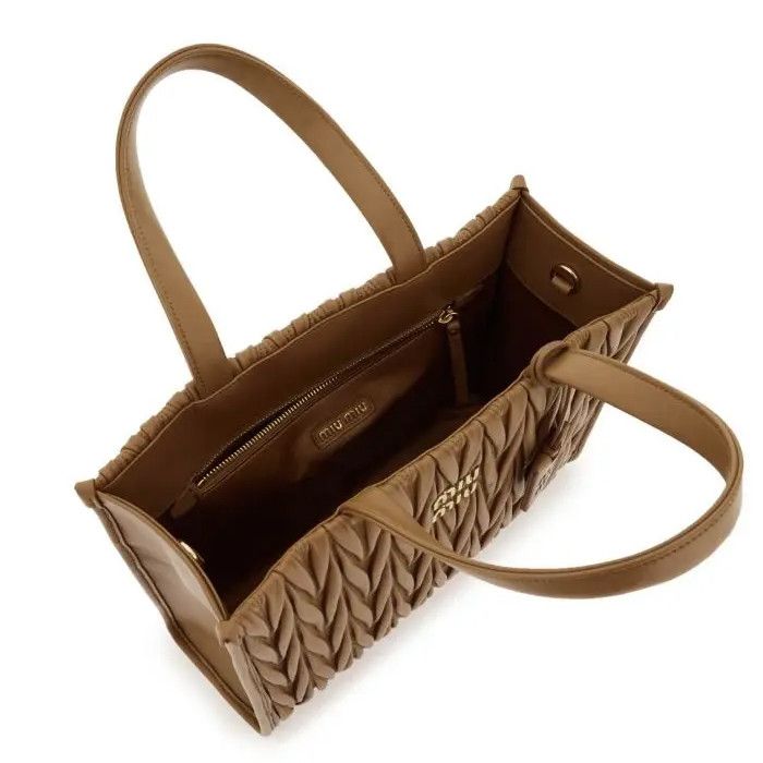 Miu Miu o1B3y1r0526 Matelassé Tote Bag in Brown Size ONE SIZE - 6 Thumbnail
