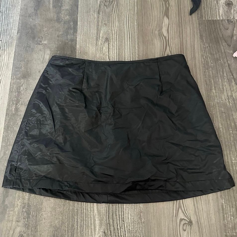 Other highway sport nylon look black mini skirt Size 34" / US 12 / IT 48 - 1 Thumbnail