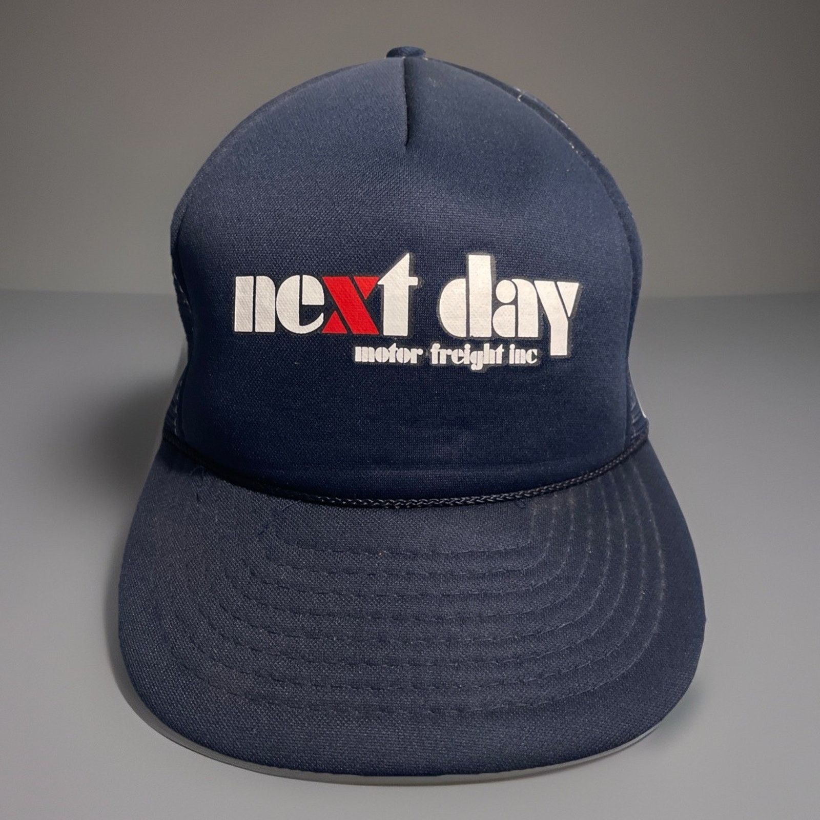 Vintage Vtg Next Day Motor Freight Hat Snap Back Blue Mesh Trucker Size ONE SIZE - 1 Thumbnail