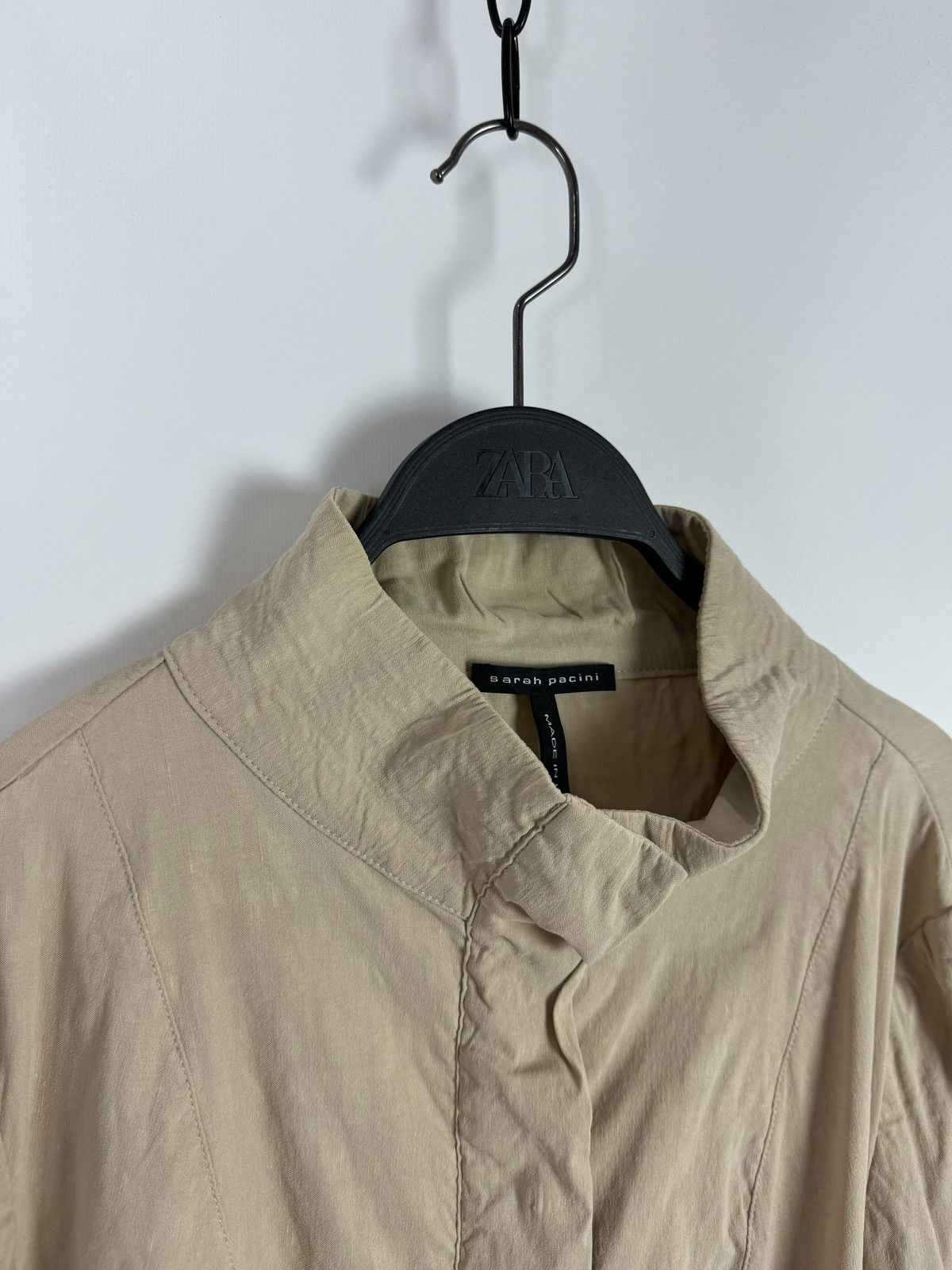 Sarah Pacini Sarah Pacini Linen Beige Light Jacket Size M / US 6-8 / IT 42-44 - 6 Thumbnail