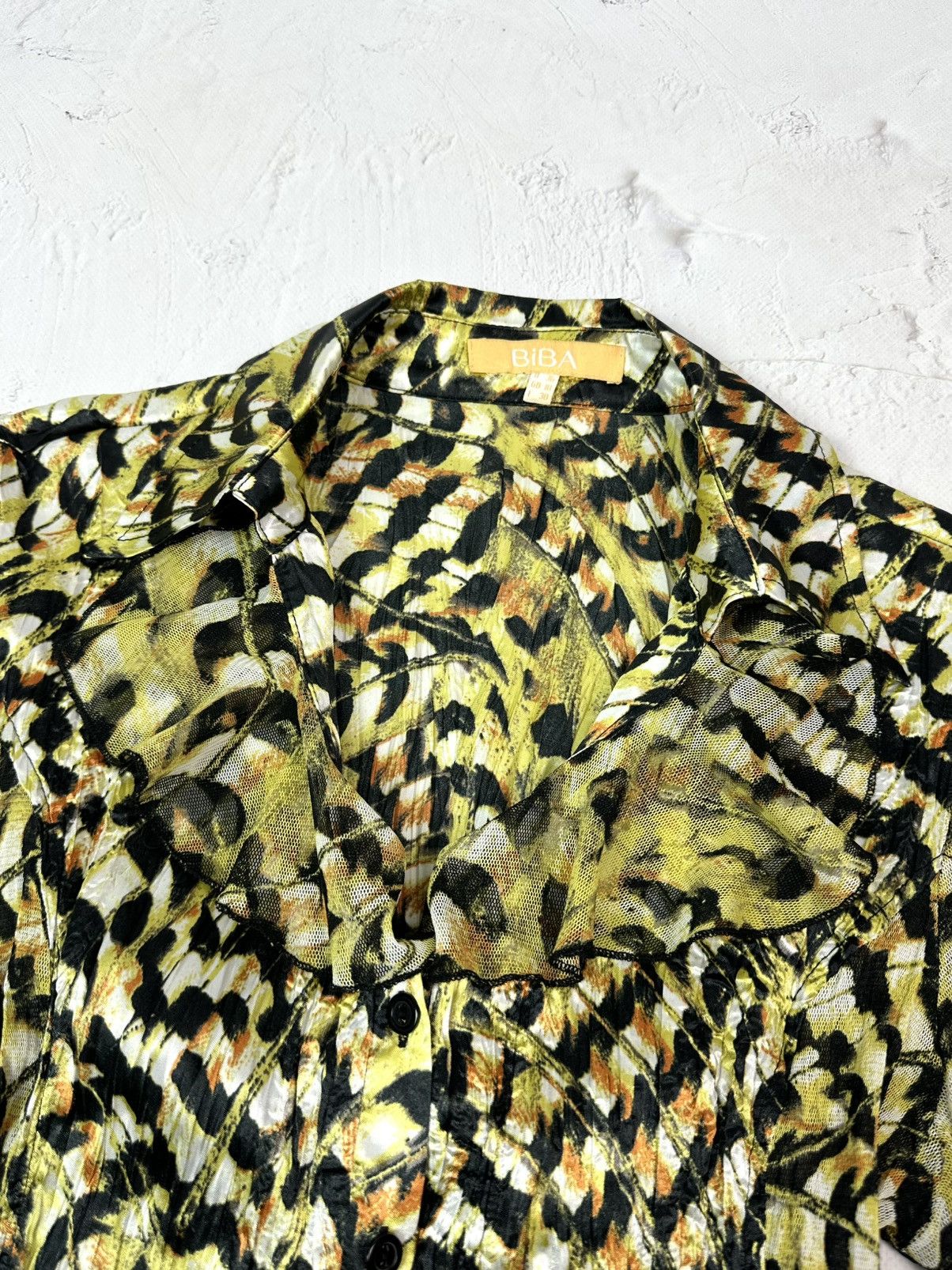 Beauty Beast × If Six Was Nine × Vintage Vintage Leopard Mesh Yellow Blouse Size M / US 6-8 / IT 42-44 - 6 Thumbnail