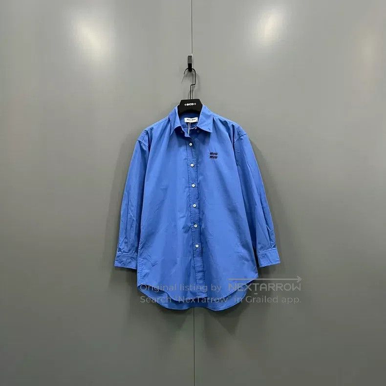 Miu Miu Miu Miu 38 Small blue logo printed shirt Size M / US 6-8 / IT 42-44 - 1 Thumbnail