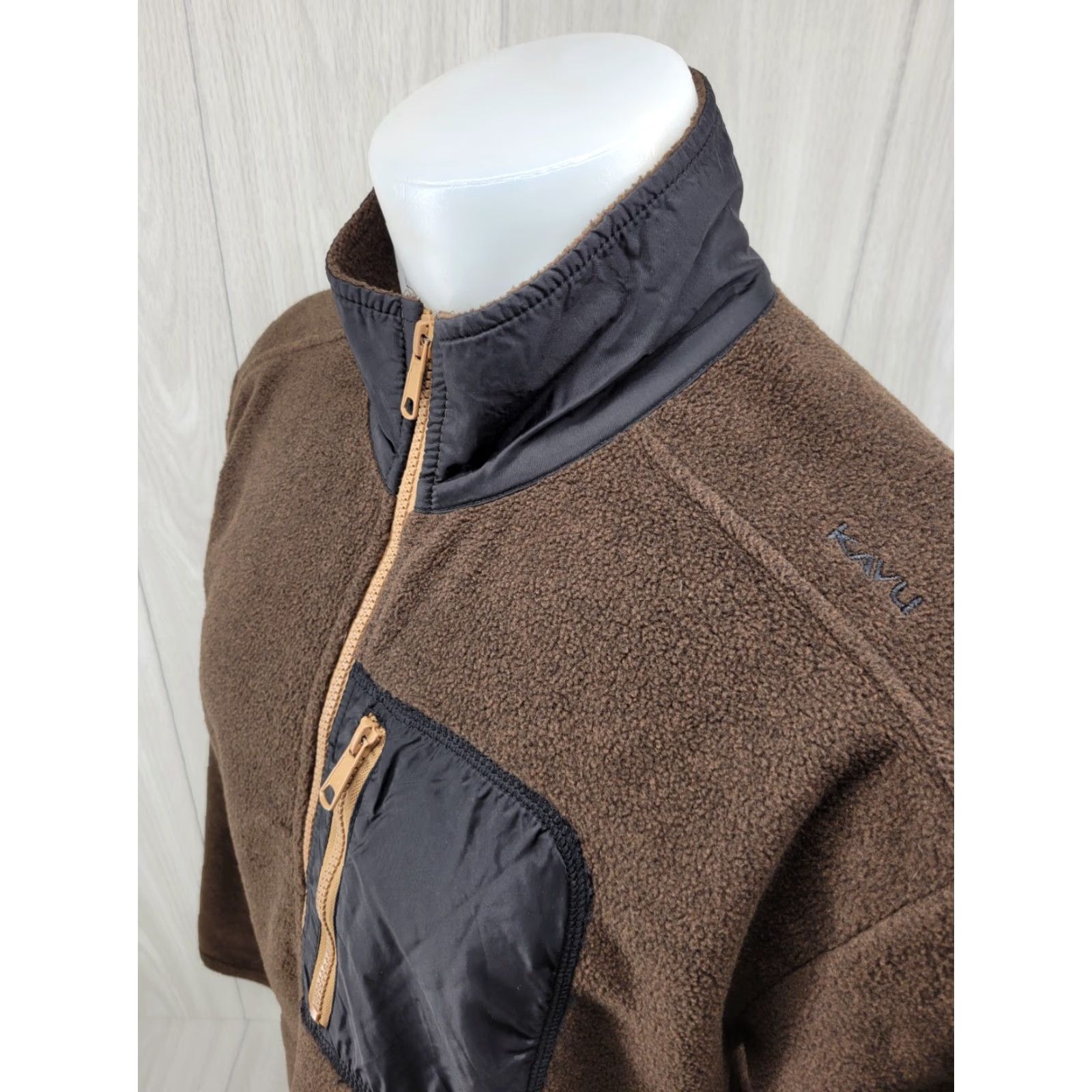 KAVU KAVU Fleece Jacket XL Brown Full Zip Outdoor Hiking Trail Mens Size US XL / EU 56 / 4 - 4 Thumbnail
