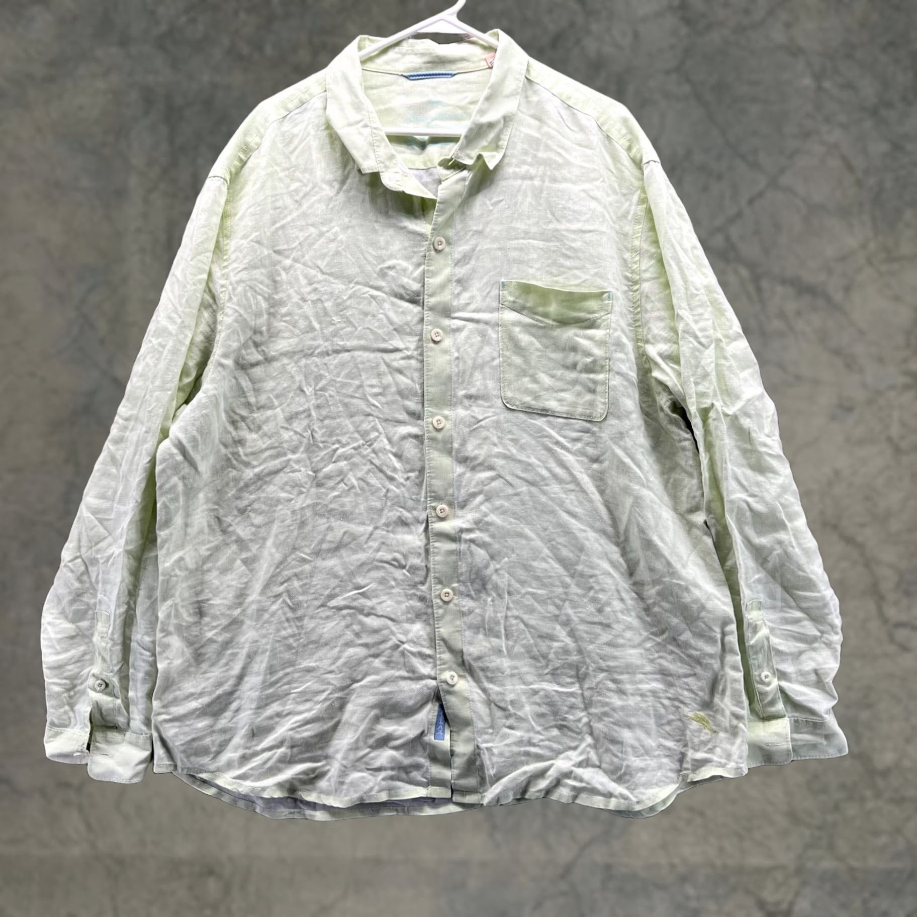 Tommy Bahama Tommy Bahama Shirt Men XXL Adult Green Casual Button-Down Linen Solid Preppy Shirt Size US XXL / EU 58 / 5 - 1 Thumbnail