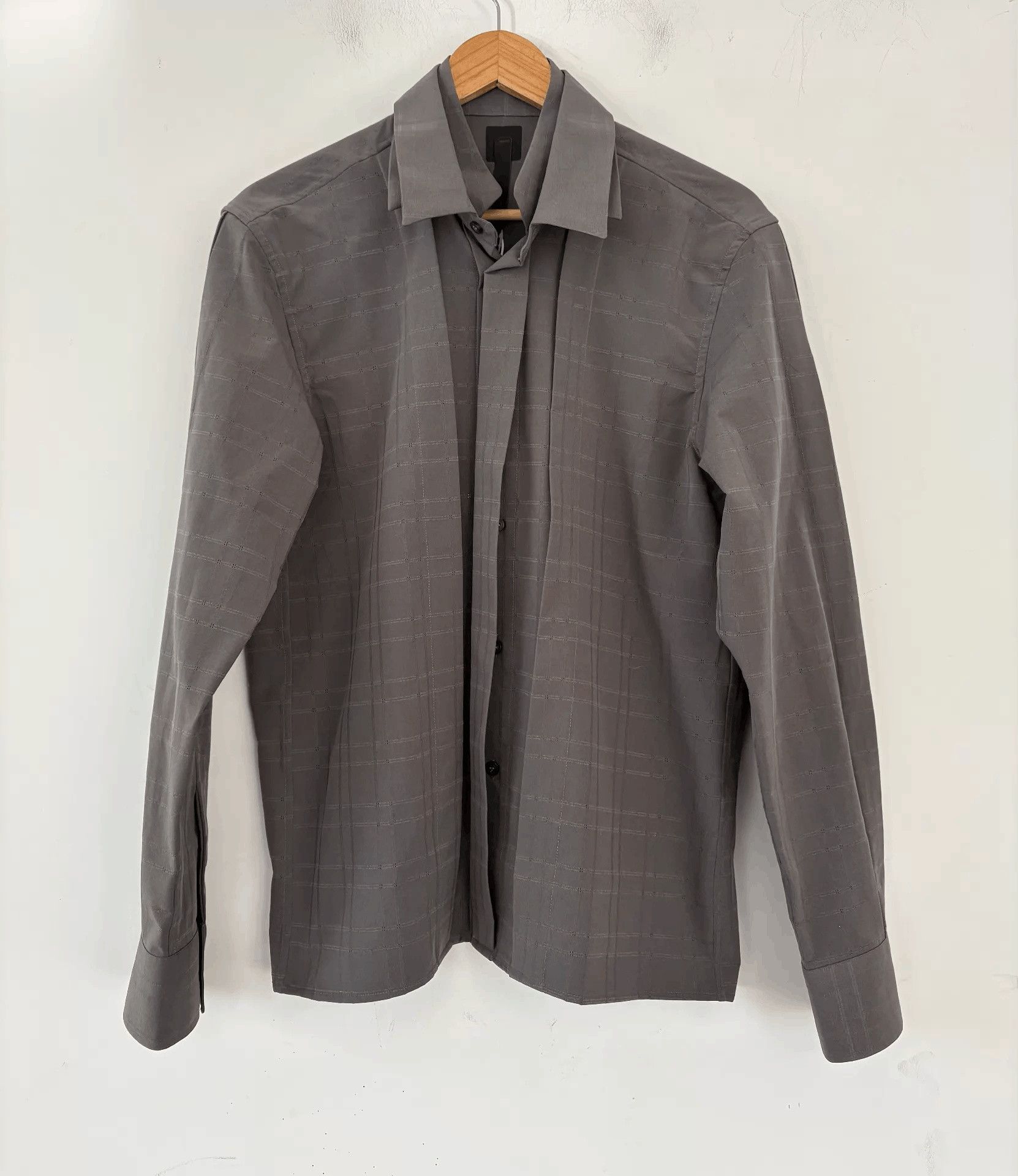 _J.L-A.L_ Gray Check Pattern Long Sleeve Button Up Shirt Size US M / EU 48-50 / 2 - 1 Thumbnail