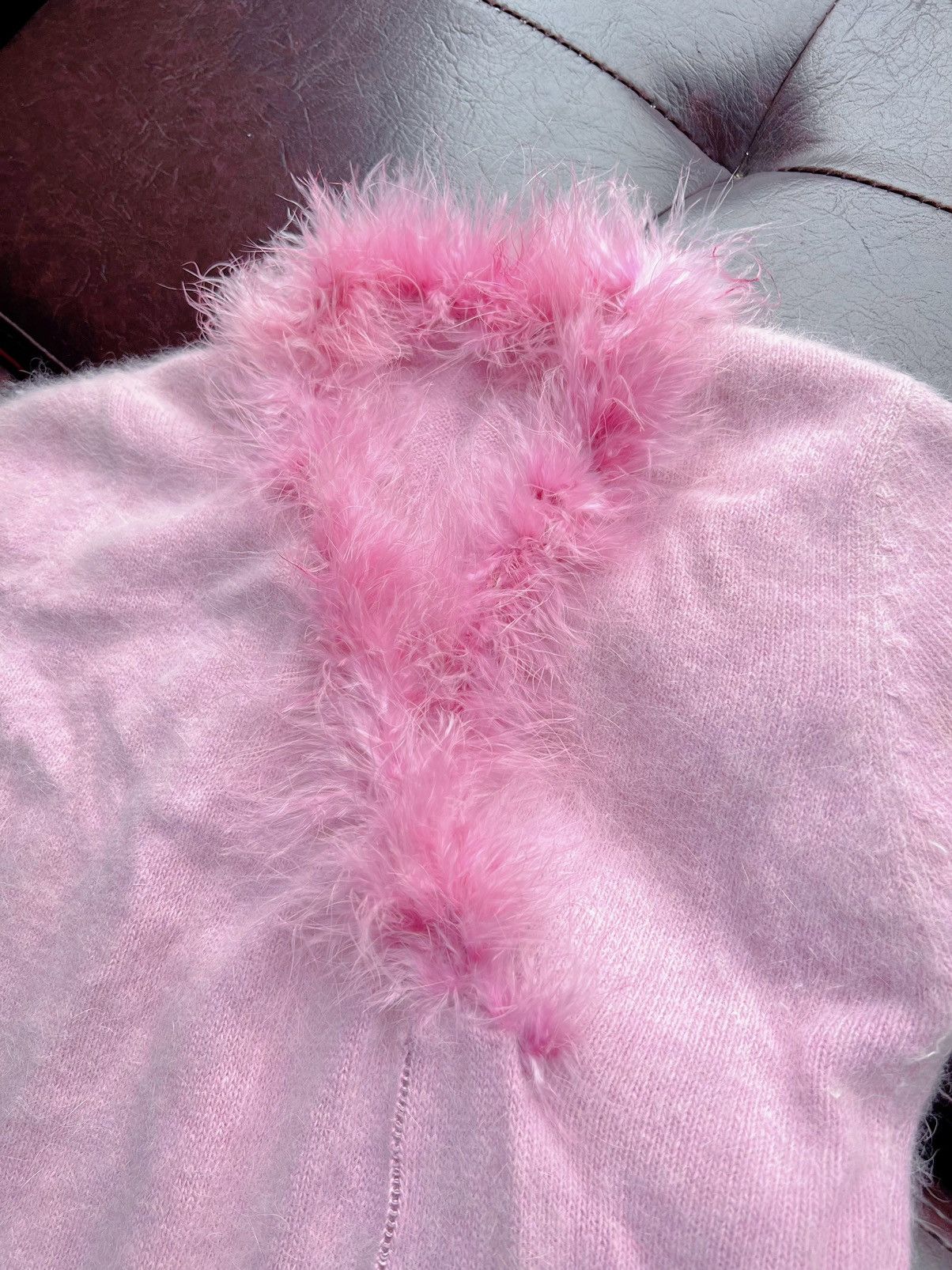 Japanese Brand Y2k pastel pink mohair fur top 💗🎀 Size S / US 4 / IT 40 - 6 Thumbnail