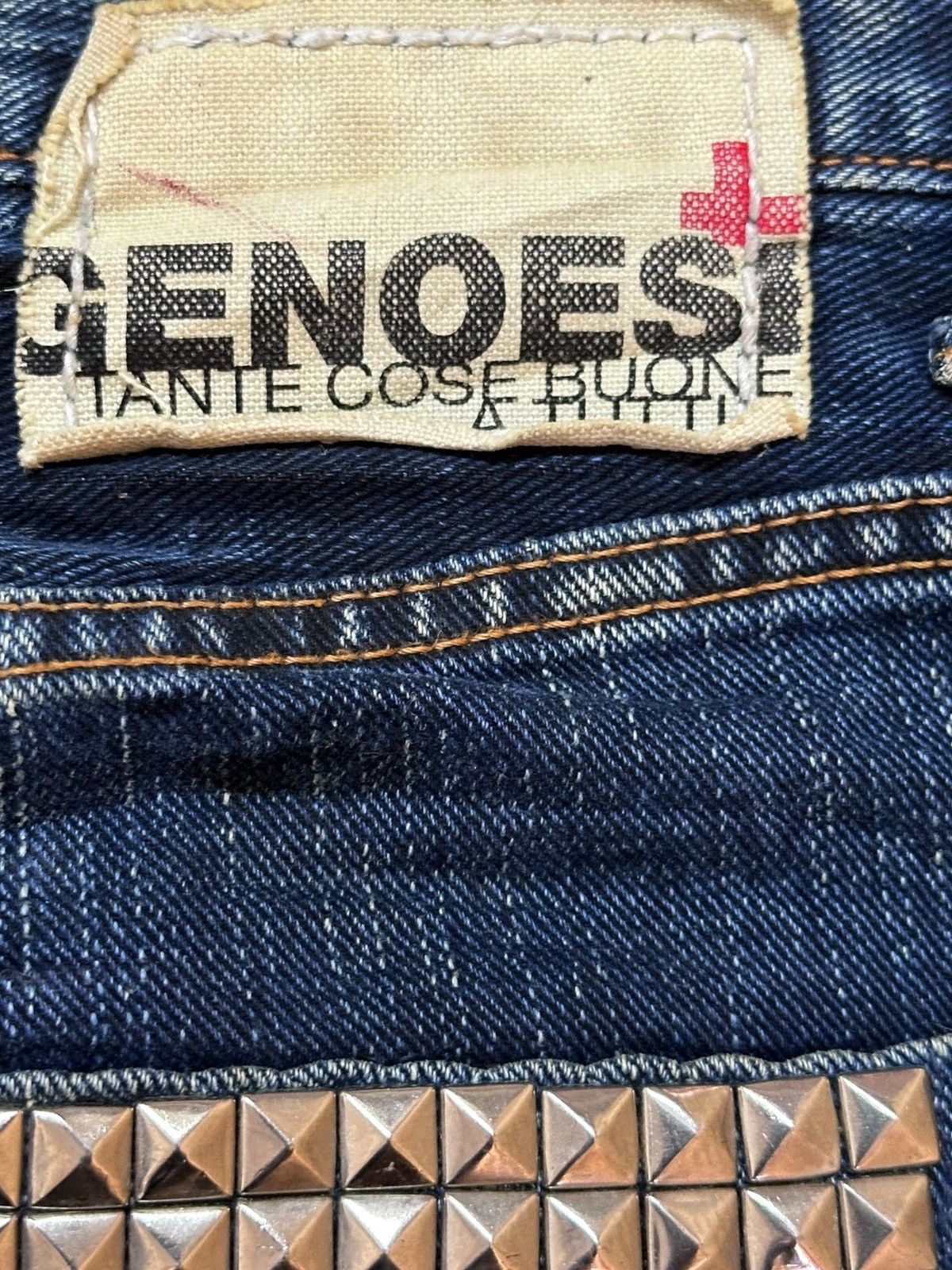 KOJIMA GENES Vintage Geneos Studded Printed Grunge Distressed Denim Size US 30 / EU 46 - 9 Thumbnail