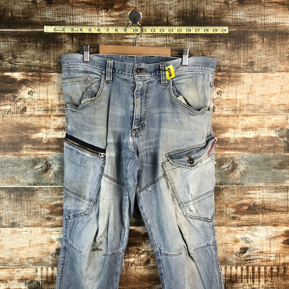 Japanese Brand Burtle Blue faded Multipocket ripped Denim Pants #A2146 Size US 33 - 4 Thumbnail
