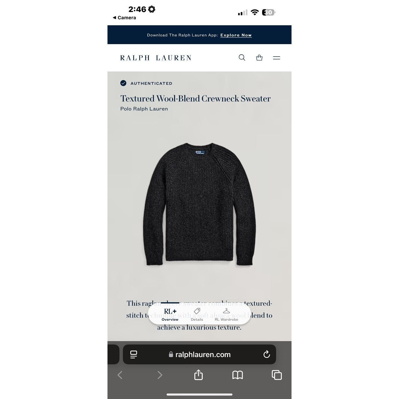 Polo Ralph Lauren Polo Ralph Lauren Textured Wool-Blend Crewneck Sweater Size US XL / EU 56 / 4 - 4 Thumbnail