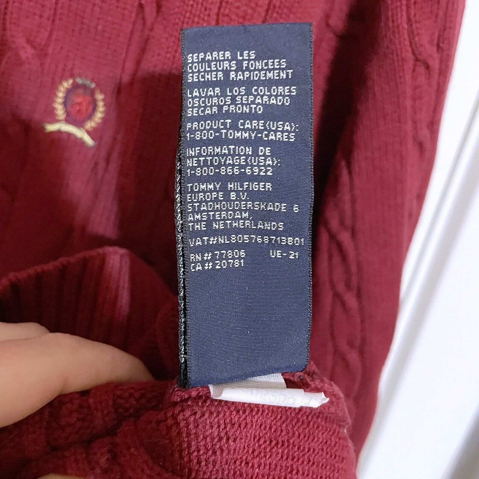 Tommy Hilfiger Tommy Hilfiger Mens Sweater Size L Red Cable Knit Burgundy Size XL / US 12-14 / IT 48-50 - 5 Thumbnail