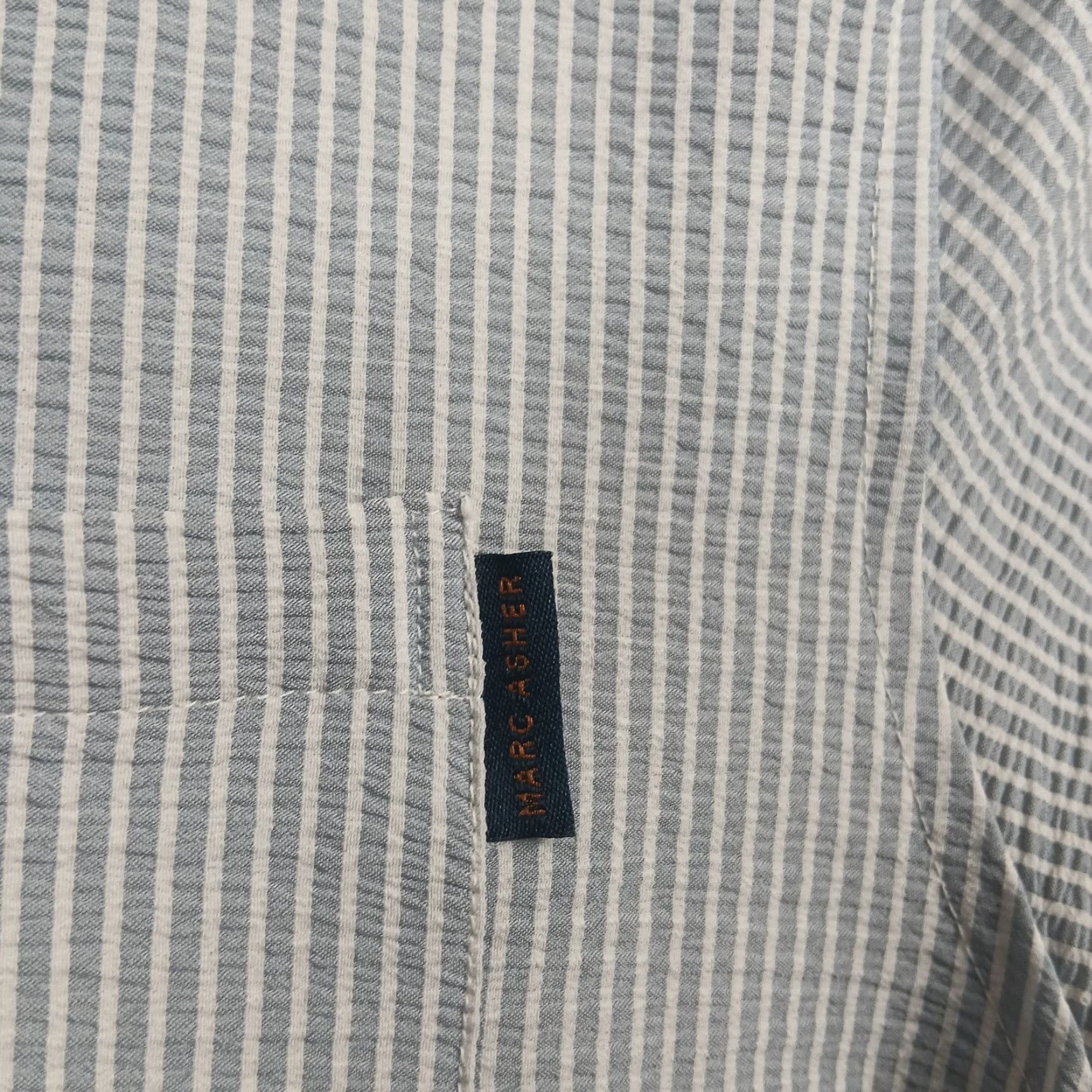 Vintage Marc Asher Button-Up Shirt Mens Large Blue White Striped Camp Shirt Size US L / EU 52-54 / 3 - 4 Thumbnail