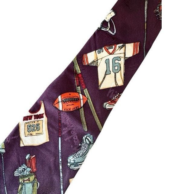 Nicole Miller Nicole Miller 1996 Sports Print Silk Tie – Vintage Size ONE SIZE - 2 Thumbnail