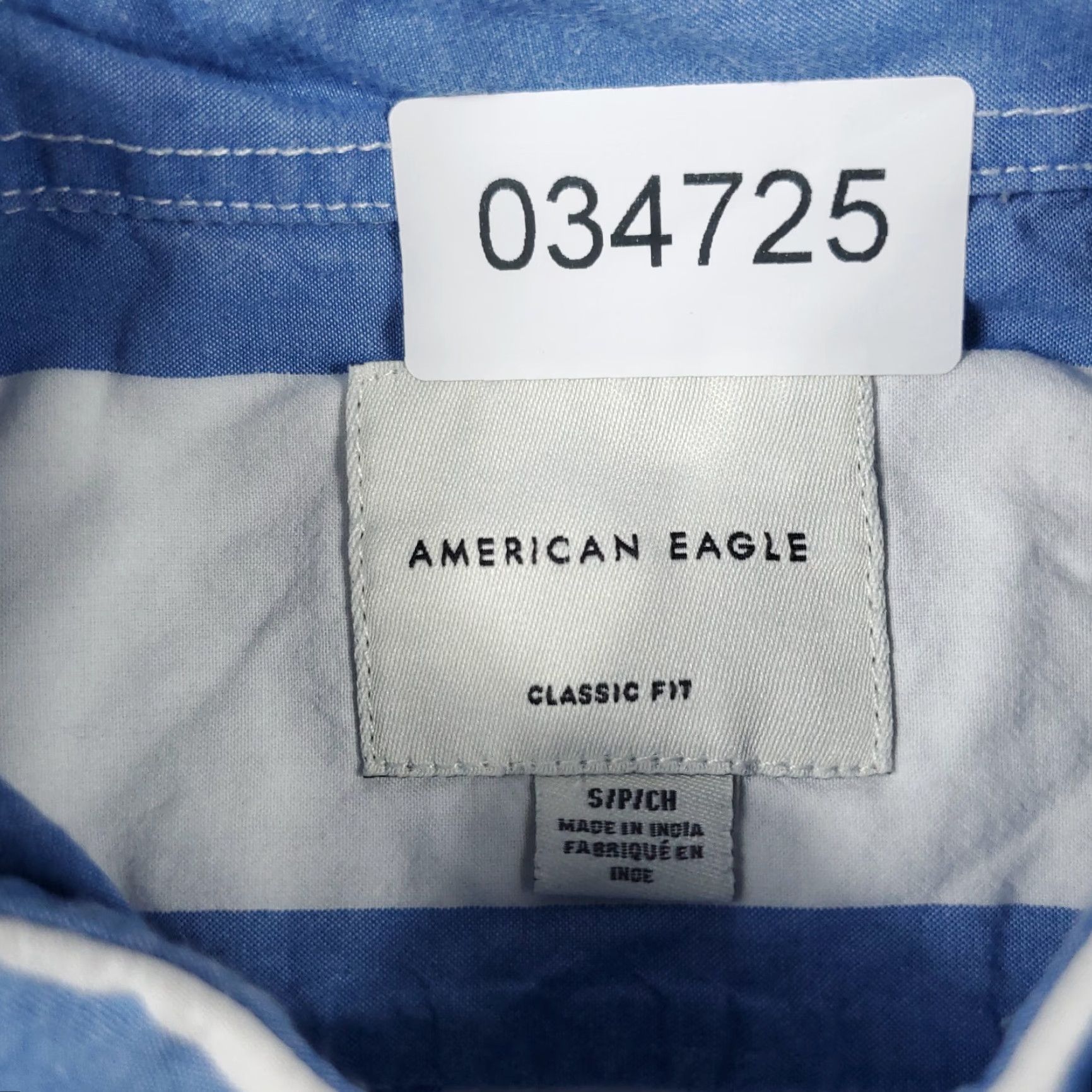 American Eagle Outfitters American Eagle Outfitters Shirt Mens Small Blue White Striped Short Sleeve Button-Up Size US S / EU 44-46 / 1 - 6 Thumbnail