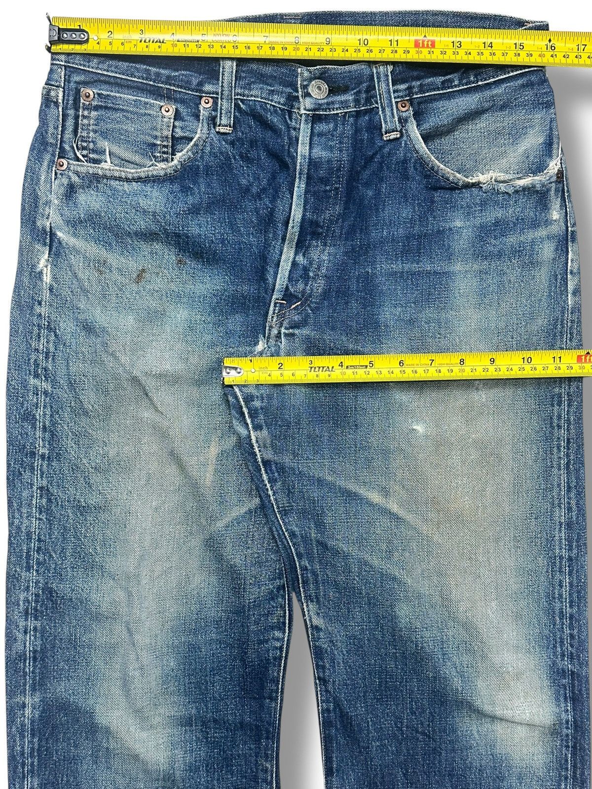 Johnbull Johnbull Vintage Selvedge Distressed Ripped Jeans With Faded Size US 32 / EU 48 - 20 Thumbnail