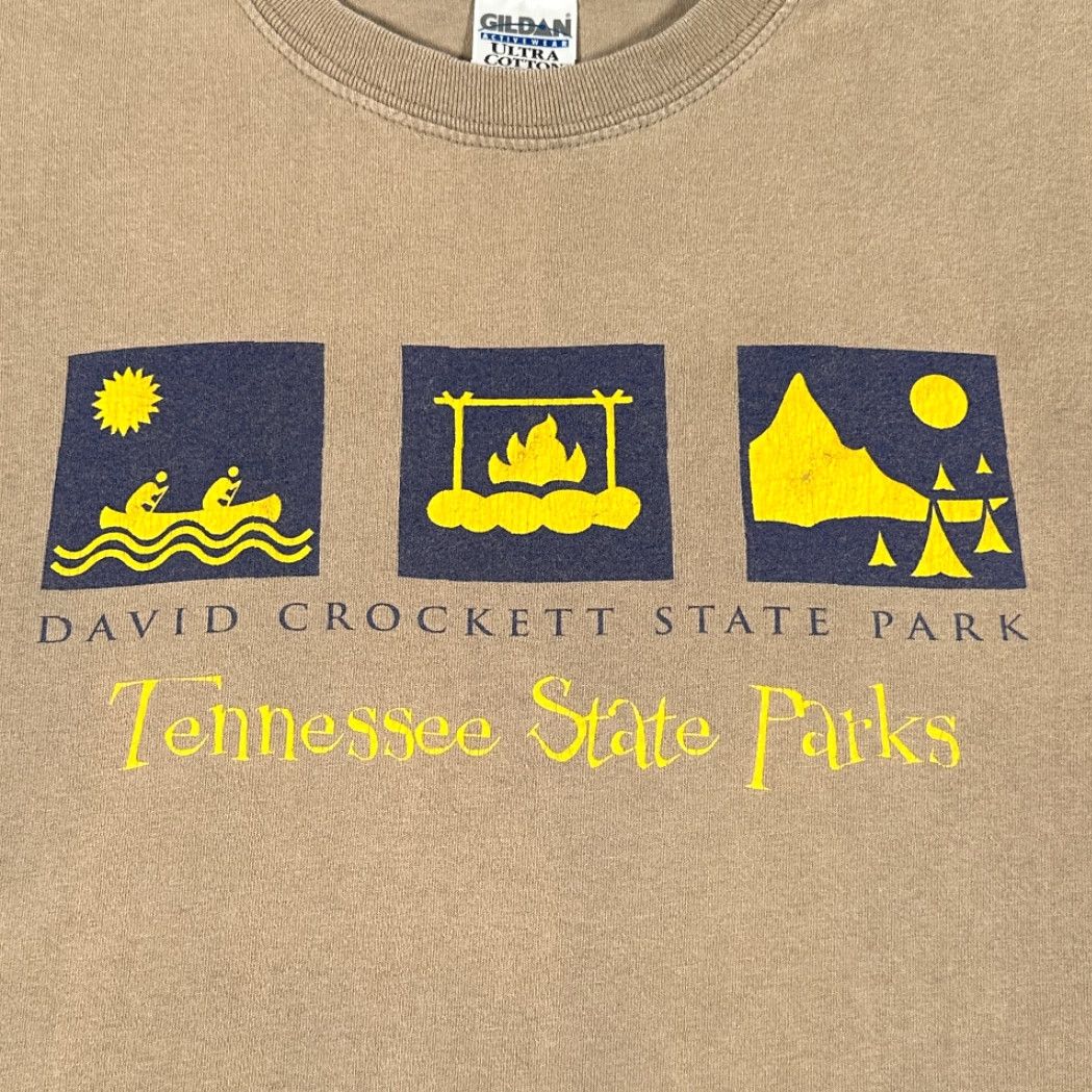Gildan VINTAGE State Park Shirt Adult LARGE Brown David Crockett Tennessee Outdoor Y2K Size US L / EU 52-54 / 3 - 2 Thumbnail