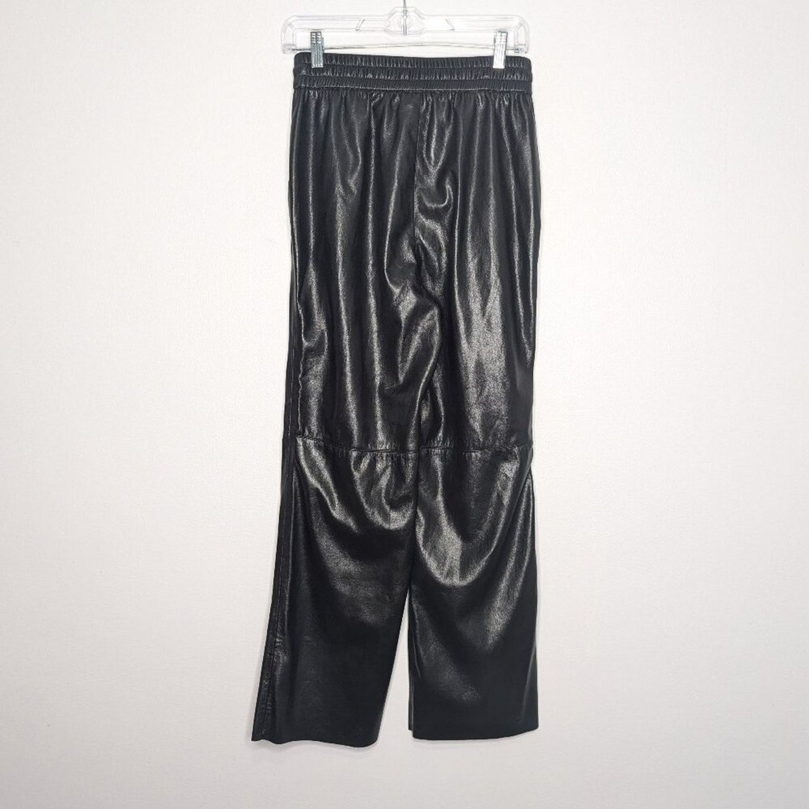 Good American Good American Black Wide Leg Faux Leather Pants Pockets M Size 30" / US 8 / IT 44 - 2 Thumbnail