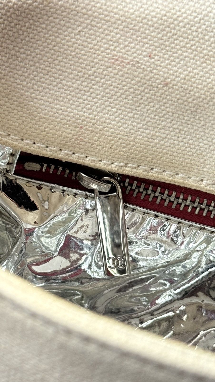 Chanel CHANEL CC CANVAS METALLIC LAMBSKIN SINGLE FLAP. Size ONE SIZE - 13 Thumbnail