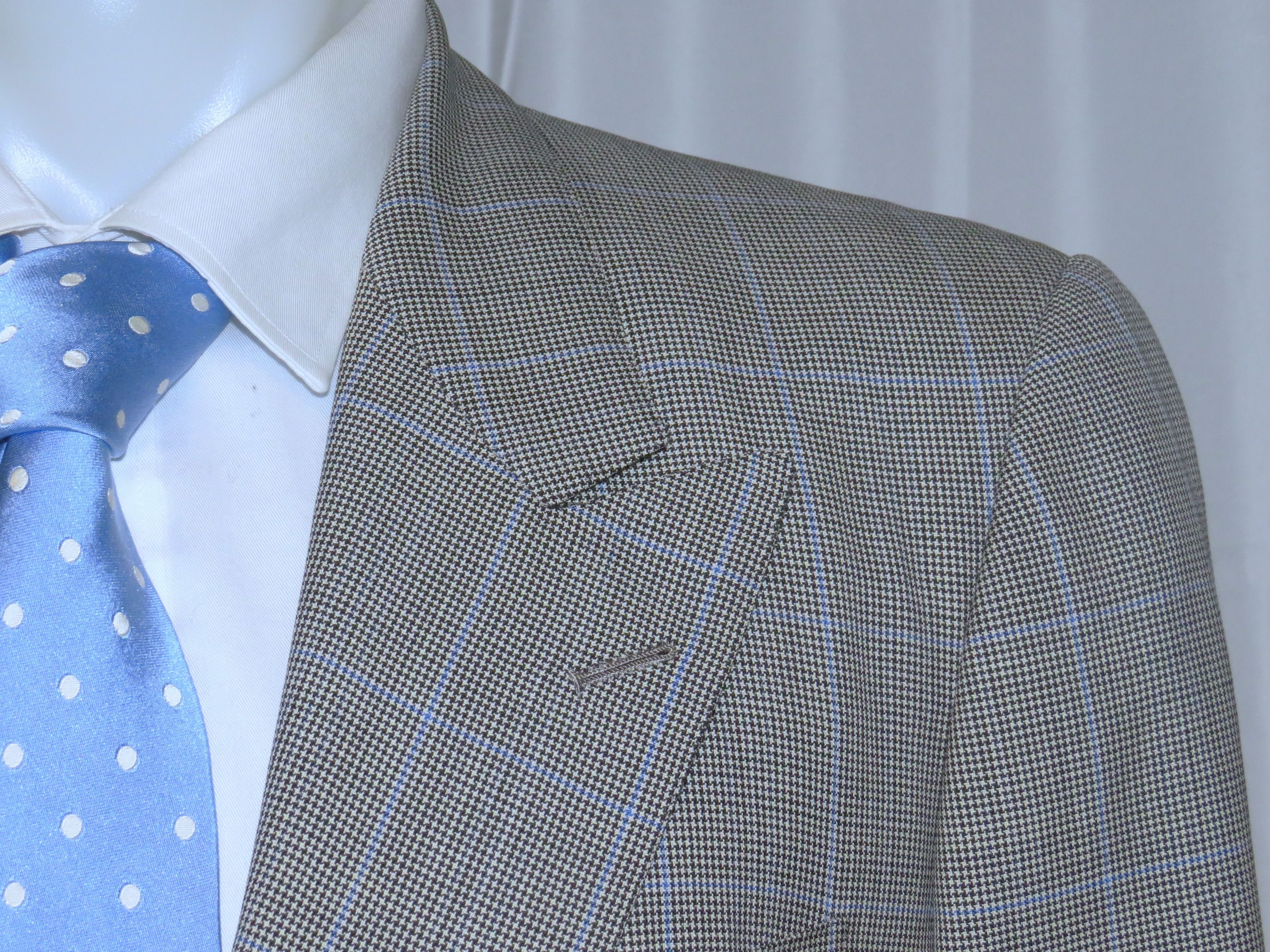 Alan Flusser Gray Houndstooth Overplaid Two Button Suit 40R Size 40L - 7 Thumbnail