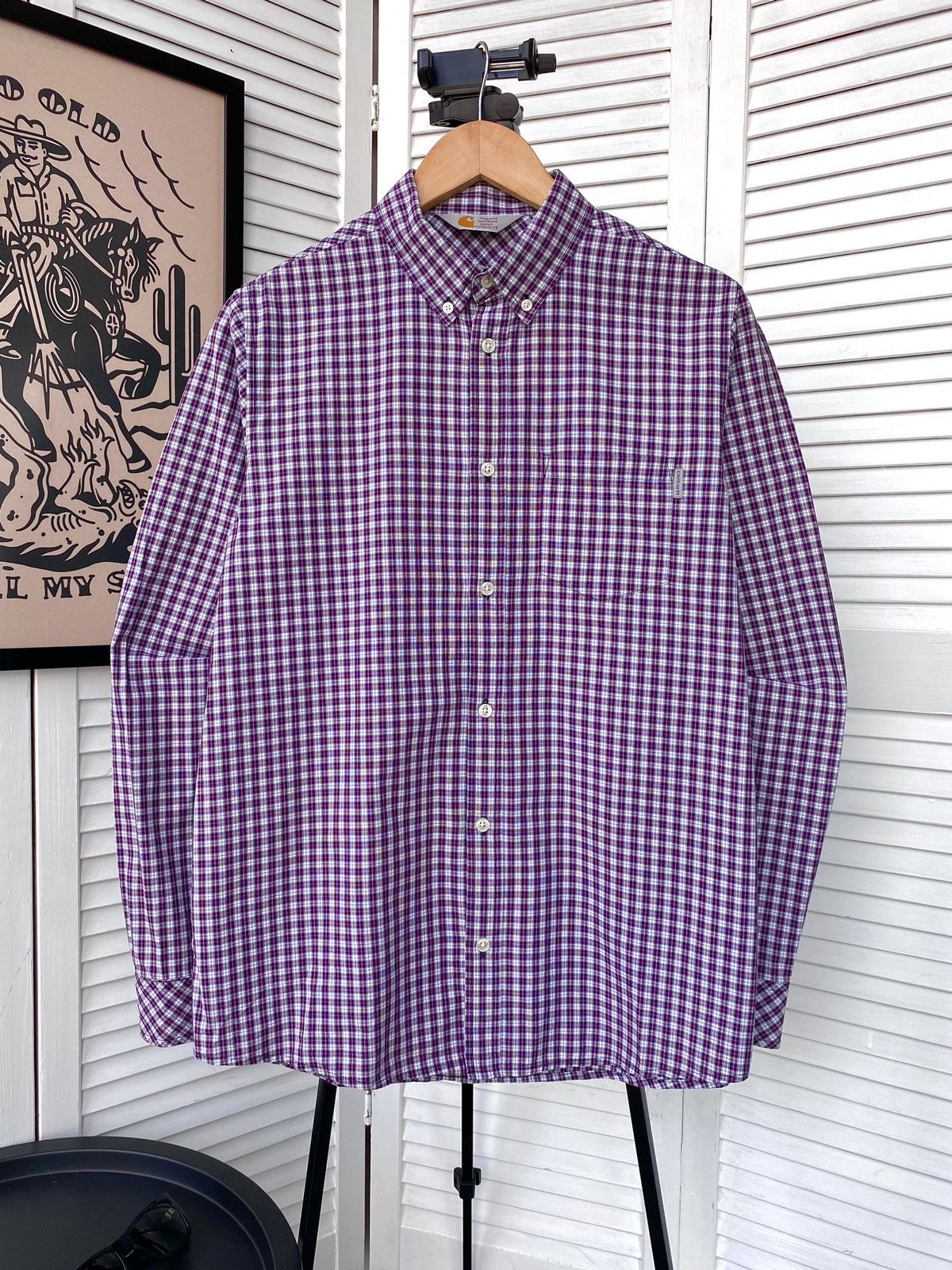 Pre-owned Carhartt X Vintage Carhartt Button Up Shirt Workwear In Purple