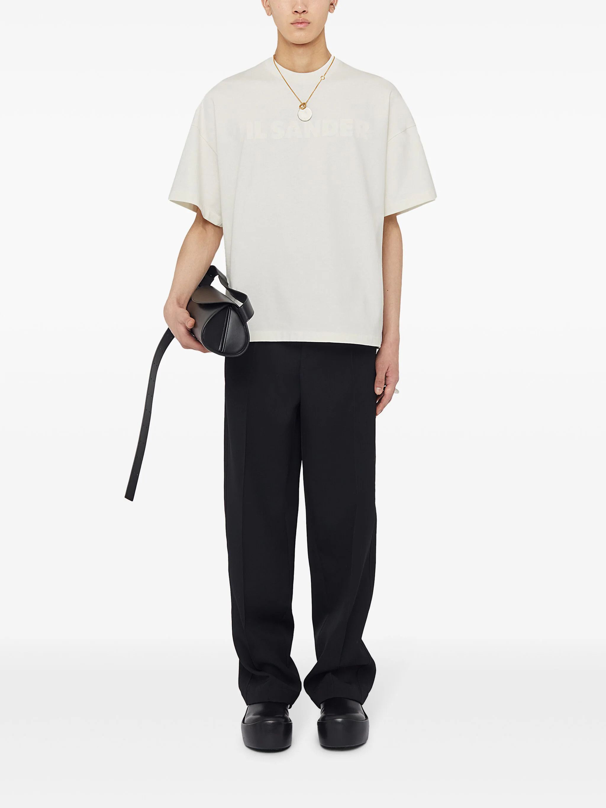 Jil Sander o1s22i1n1024 Logo Print Boxy T-Shirt in White Size US L / EU 52-54 / 3 - 2 Thumbnail
