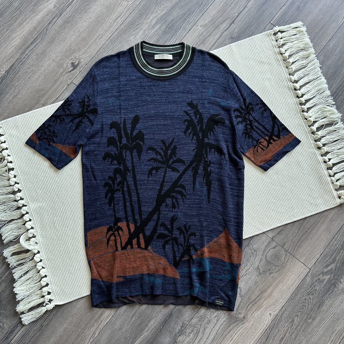 Scotch & Soda Scotch & Soda short-sleeve jacquard knit palm print t-shirt Size US L / EU 52-54 / 3 - 1 Thumbnail
