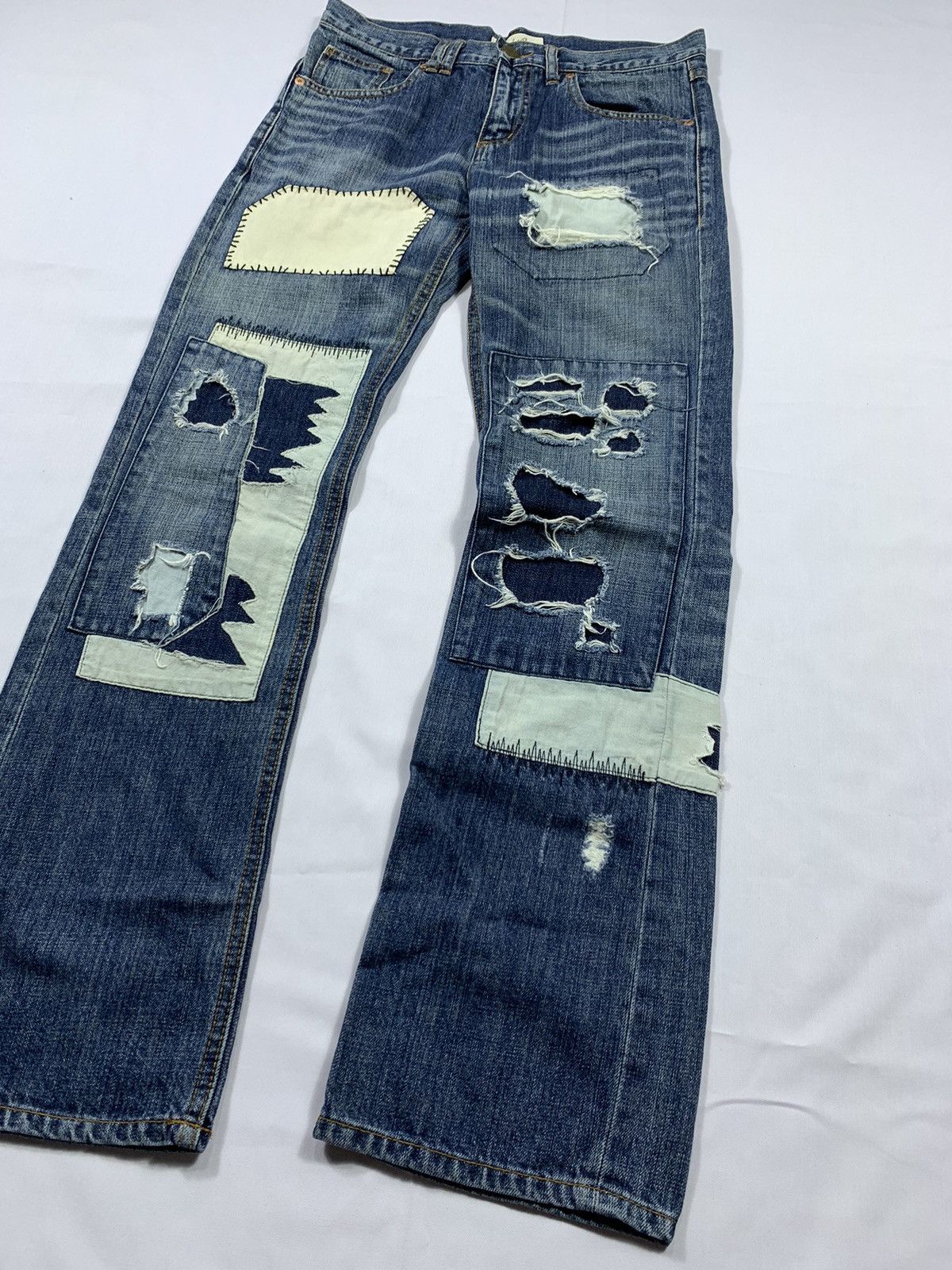20471120 Sick Japan Distressed Patch Denim jeans Kurt Cobain Style Size US 29 - 3 Thumbnail