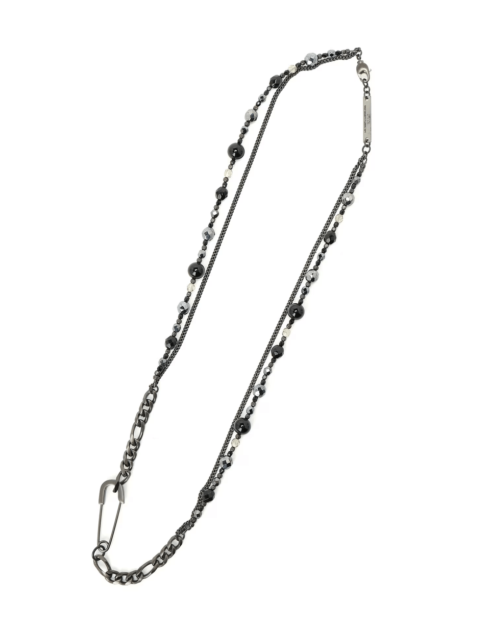 Yohji Yamamoto BLACK ONYX + GLASS BEADS BRASS NECKLACE