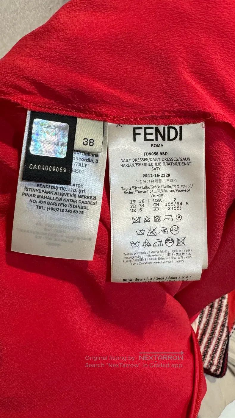 Fendi Fendi Red Floral Printed Real Silk Dress Size XS / US 0-2 / IT 36-38 - 4 Thumbnail