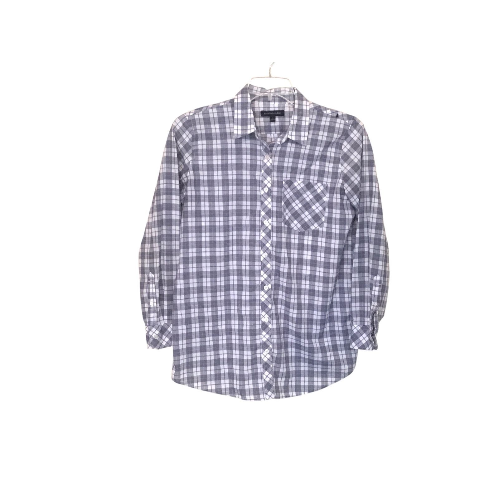 Banana Republic Banana Republic Grey Plaid Long Sleeve Pocket Shirt Medium Size US M / EU 48-50 / 2 - 1 Thumbnail