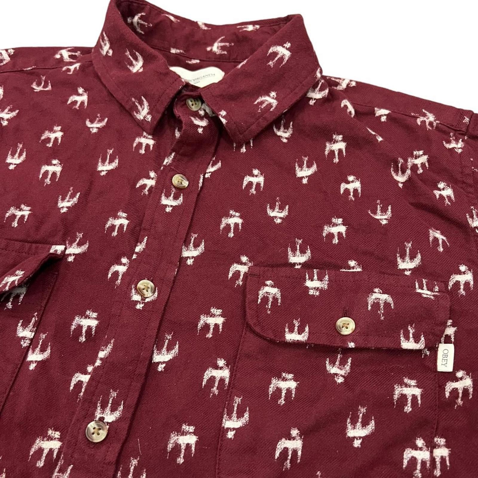Obey Obey Propaganda Dove Marron Button Down Shirt Size US M / EU 48-50 / 2 - 3 Thumbnail