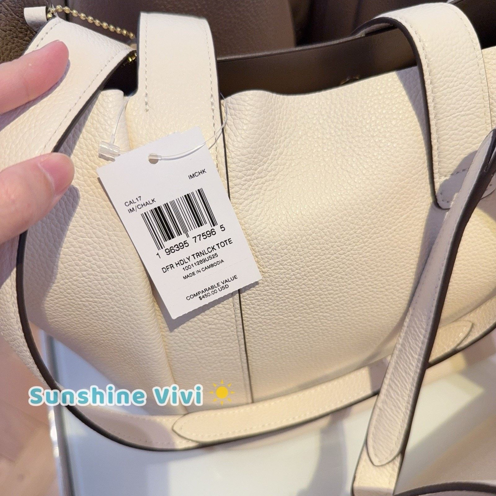 Coach NWT Coach Hadley Turnlock Tote Bag Leather CAL17 Gold/Chalk Size ONE SIZE - 4 Thumbnail