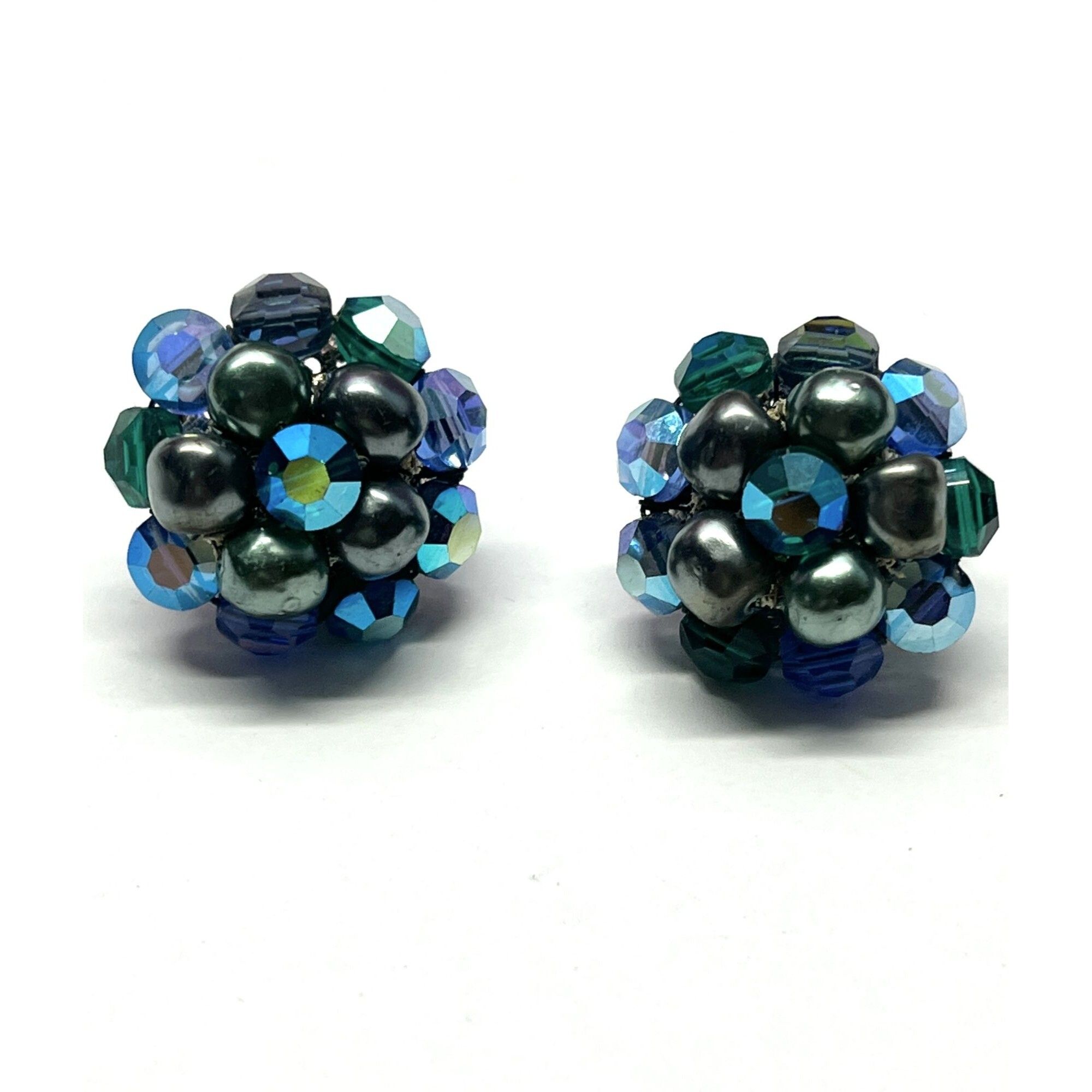 Vogue Vintage Vogue Blue Crystal Cluster Earrings Size ONE SIZE - 1 Preview