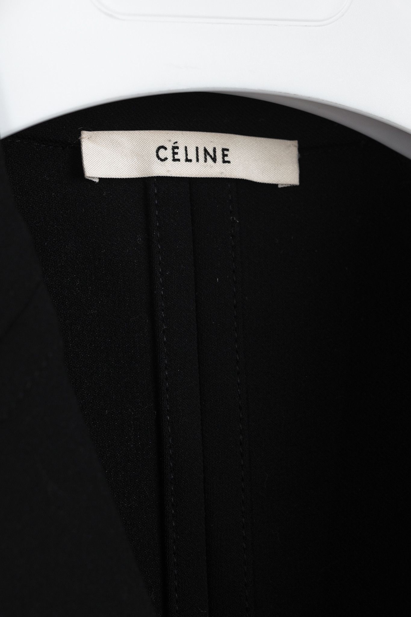 Celine × Phoebe Philo Celine SS/16 Runway Black Wool Crepe White-Button Zip Blazer Size M / US 6-8 / IT 42-44 - 4 Thumbnail