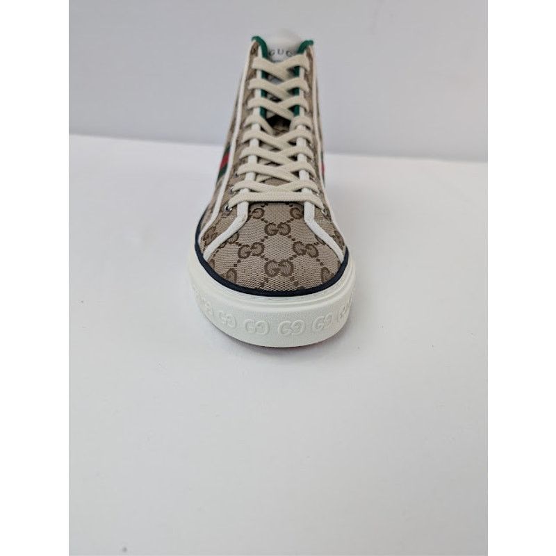 Gucci o1rshd1 Tennis 1977 Canvas High-Top Sneakers in Beige Ebony Size US 11 / EU 44 - 16 Thumbnail