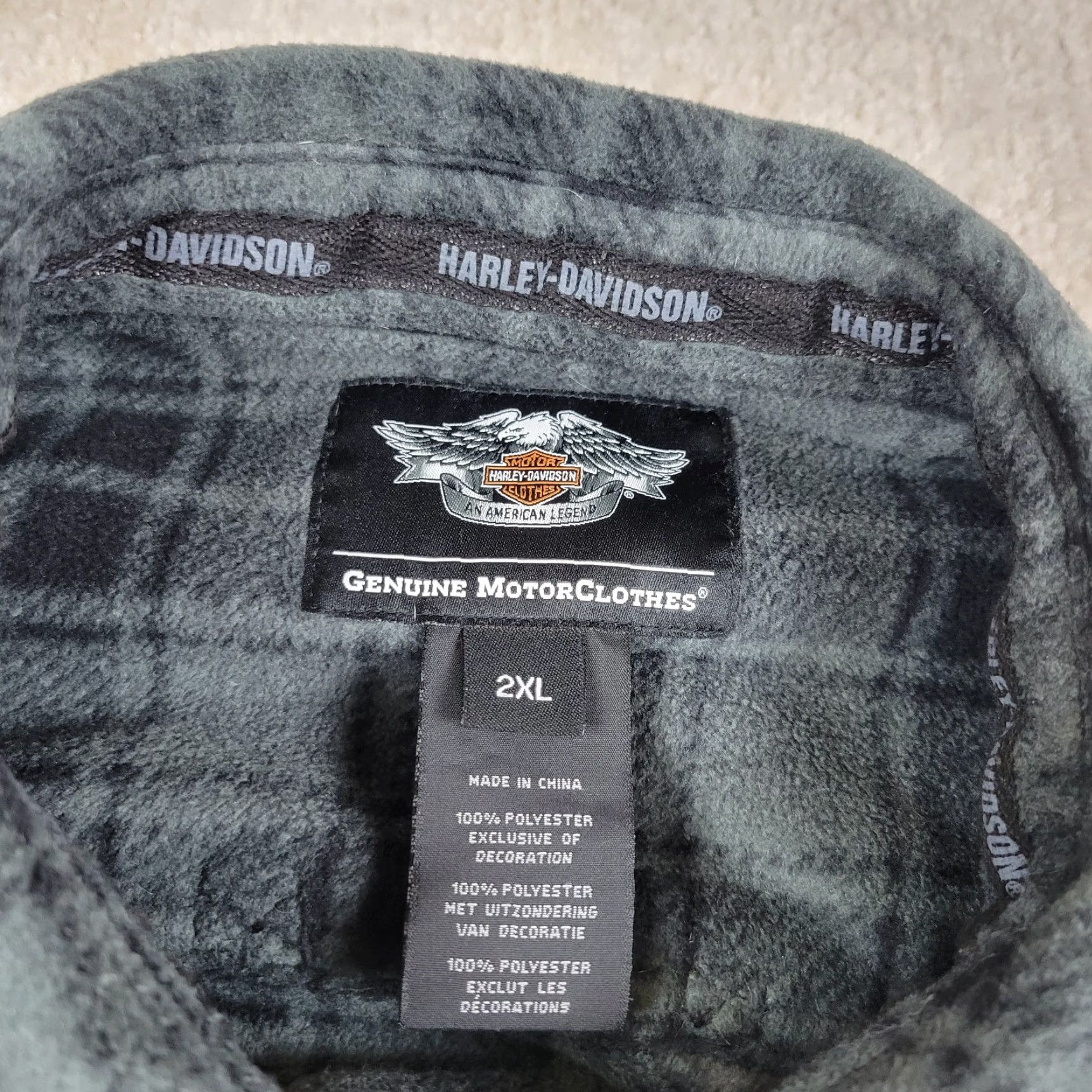 Harley Davidson Harley-Davidson Shacket Mens 2XL Plaid Gray Black Fleece Snap Shirt Jacket Shacket Size US XXL / EU 58 / 5 - 5 Thumbnail