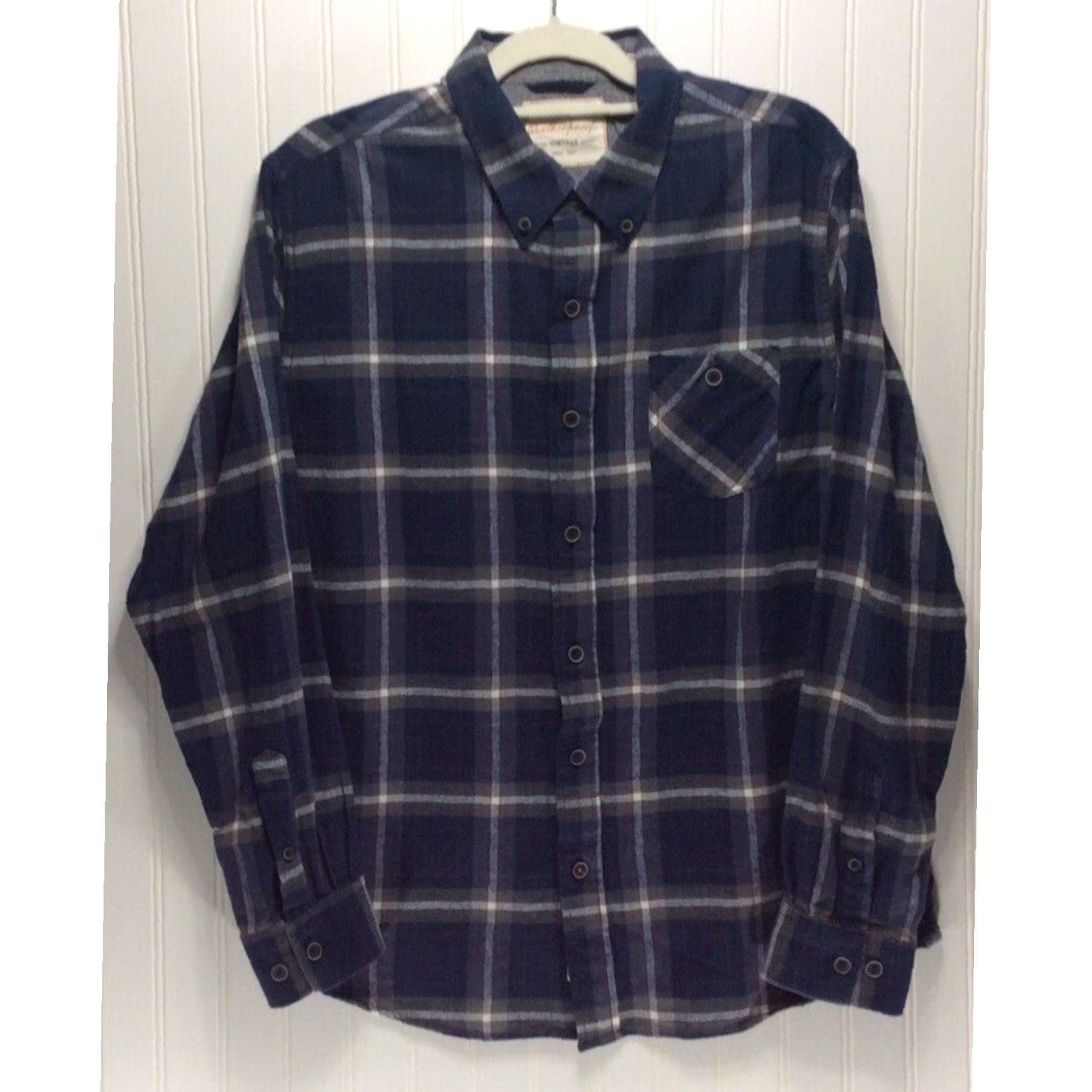 Blue Oversized Plaid Flannel Shirt
