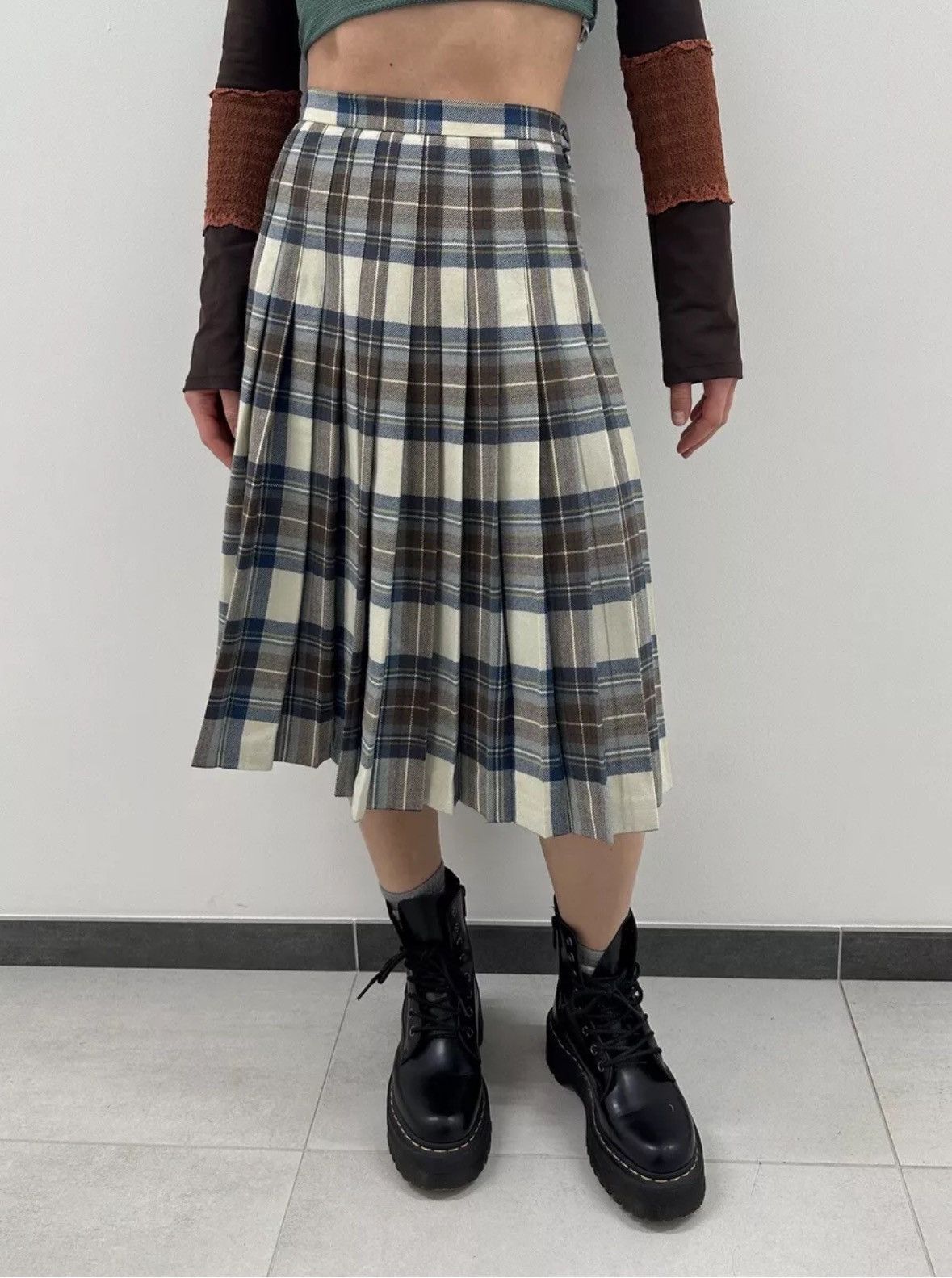 Vintage Vintage Rally Klad Wool Scotland Midi Tartan Skirt Plaid Size 24" / US 00 / IT 34 - 2 Thumbnail