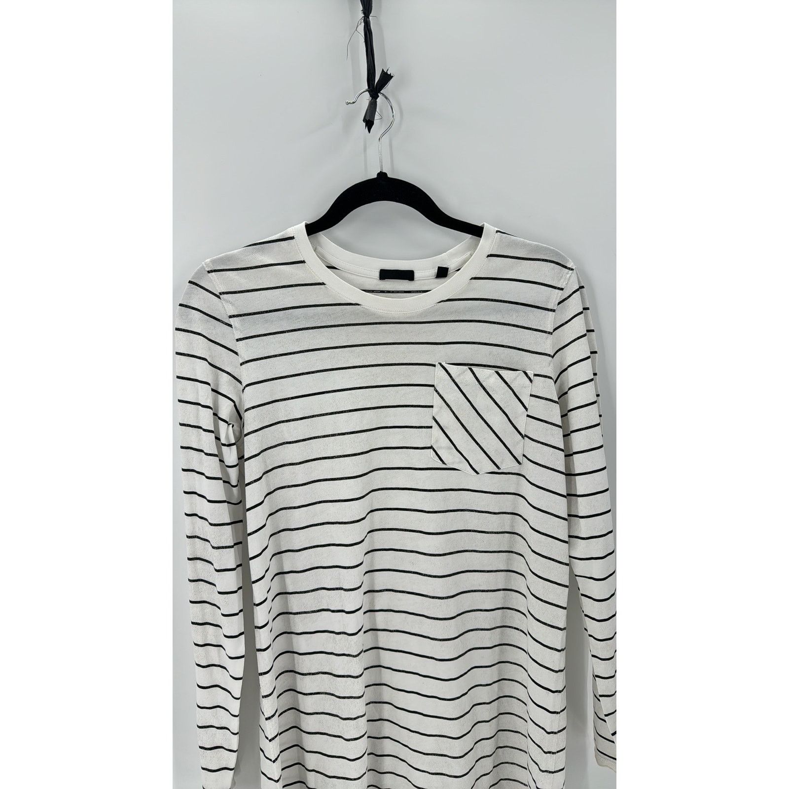 ATM ATM Stripe Shimmer Long Sleeve T-Shirt Dress Chalk/Black Size M / US 6-8 / IT 42-44 - 5 Thumbnail