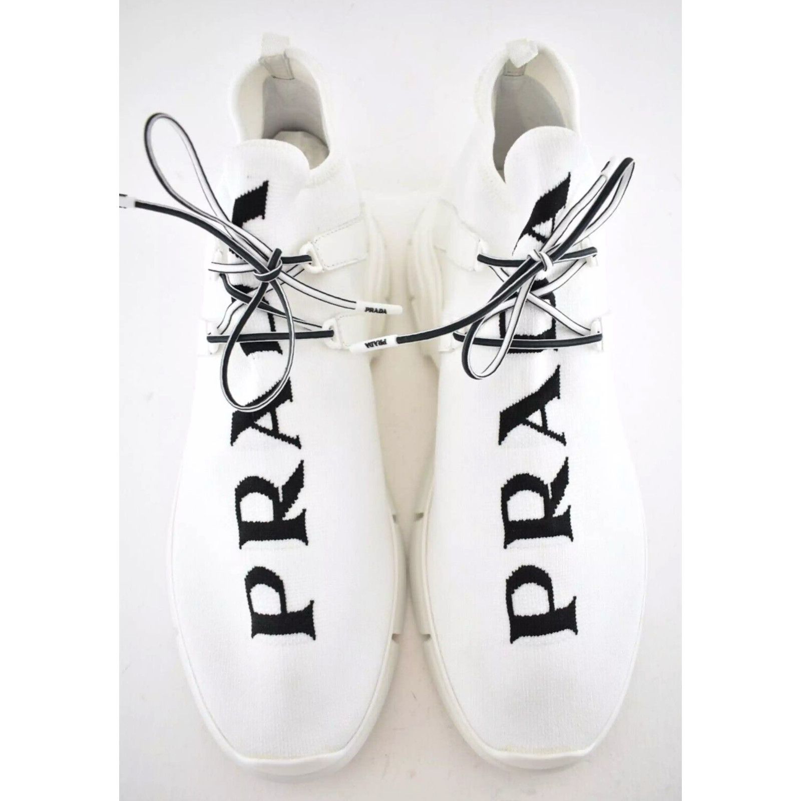 Prada Prada Mens XY Logo Sock White Black Knit Flat Trainer Size US 13 / EU 46 - 8 Thumbnail