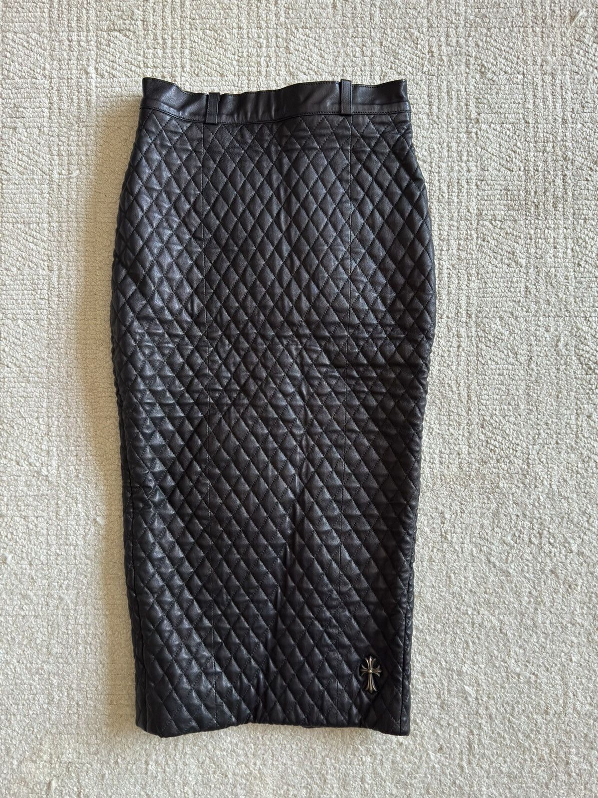 Chrome Hearts CHROME HEARTS Black Diamond Pattern Lambskin Skirt Size 27" / US 4 / IT 40 - 1 Thumbnail