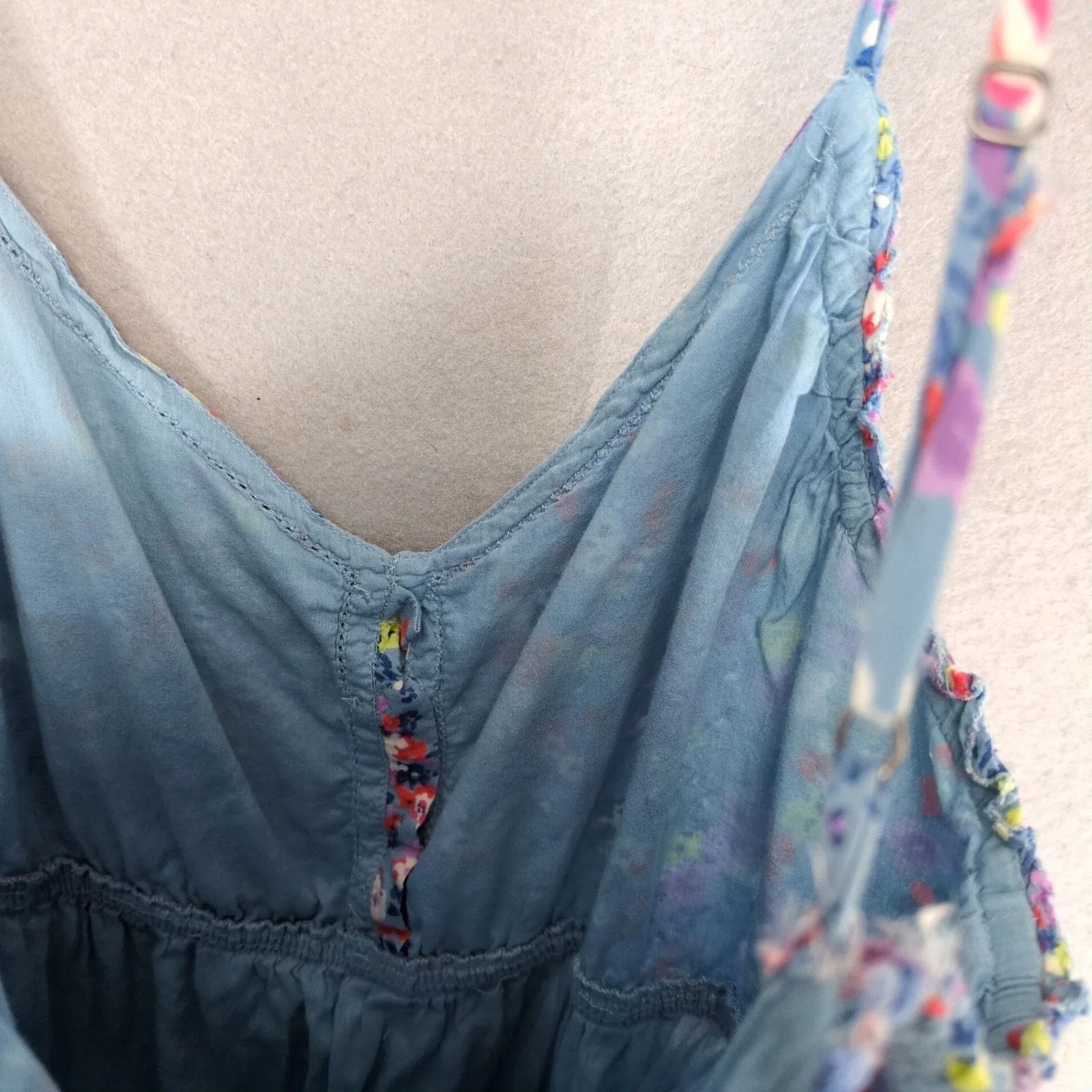 Other Aerie Blue Floral Babydoll Mini Dress L Pockets Drawstring Size L / US 10 / IT 46 - 8 Thumbnail