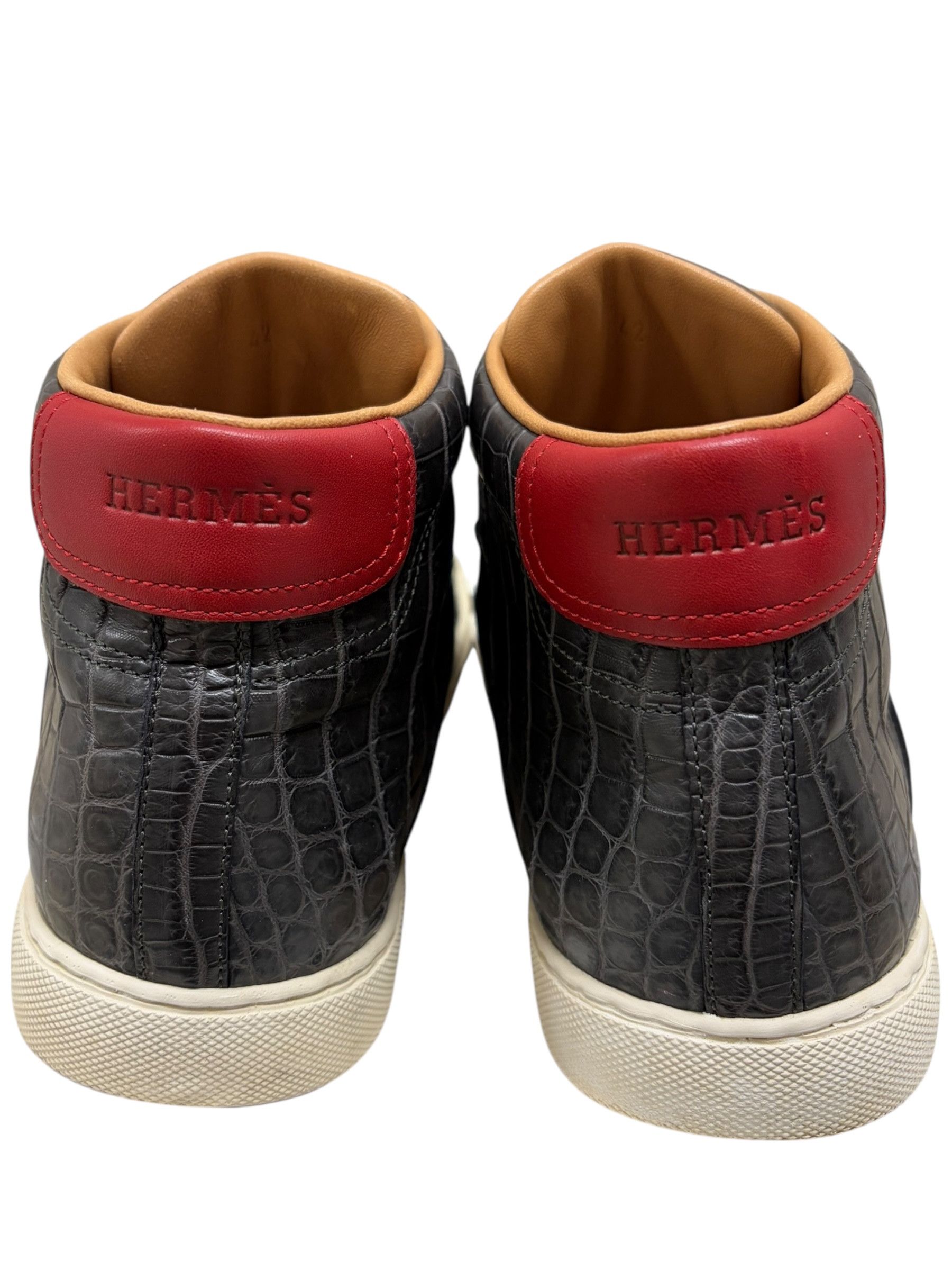 Hermes Hermes Black & Red Crocodile High Top Sneakers Size US 9 / EU 42 - 4 Thumbnail